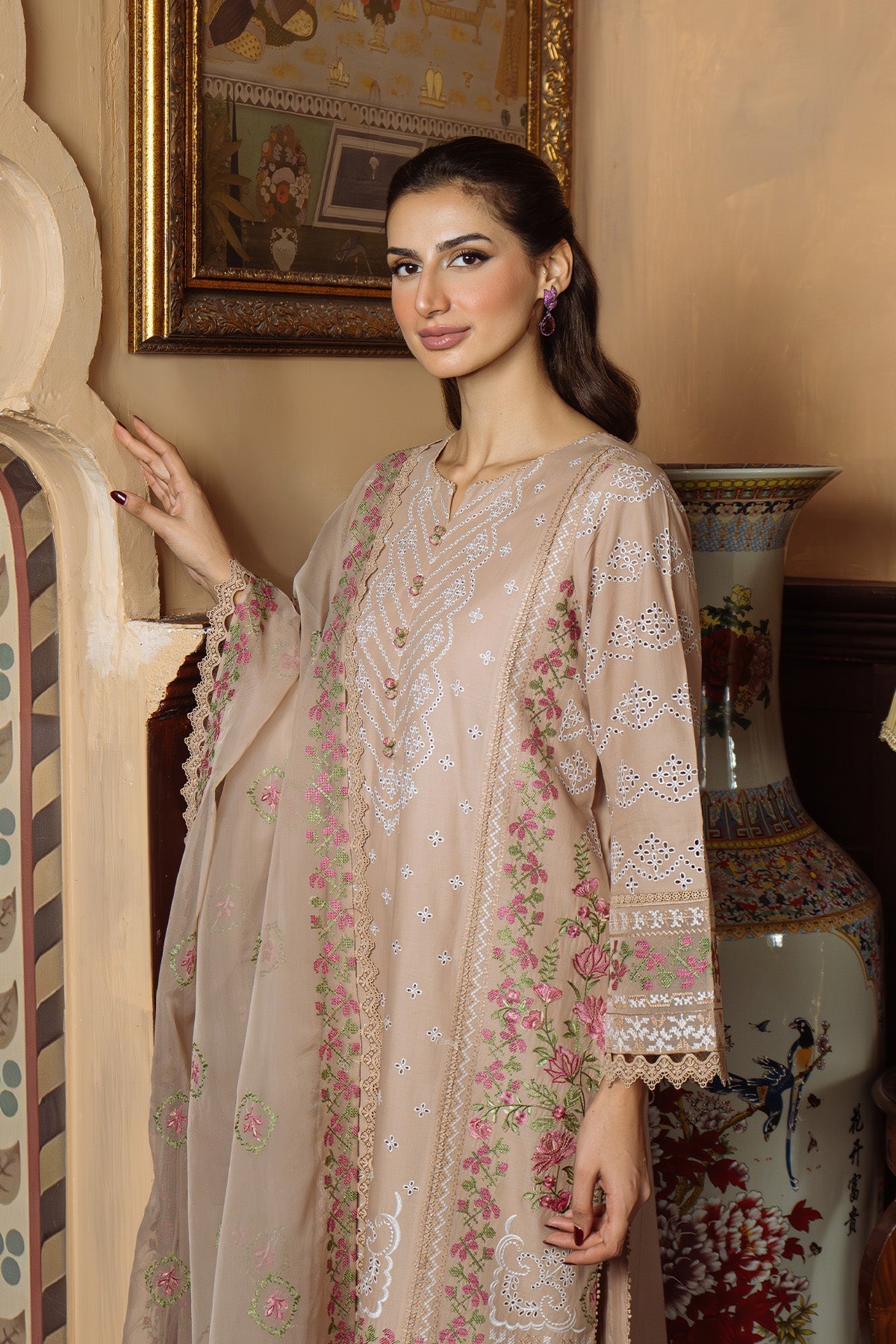 Sahar | Festive Edit Ready to Wear | Bronzed Beige - RTW - by - Libasekhas UK - Registered Vendor of : Sahar - 100% Original Designer Dresss