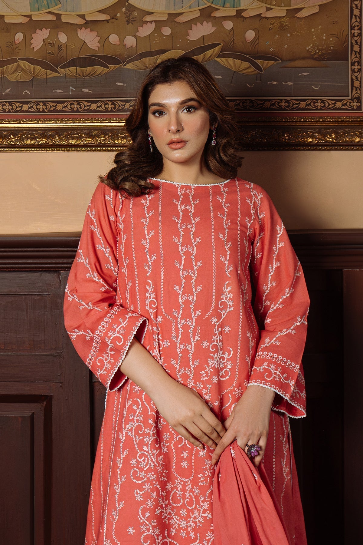 Sahar | Festive Edit Ready to Wear | Gilded Coral - RTW - by - Libasekhas UK - Registered Vendor of : Sahar - 100% Original Designer Dresss