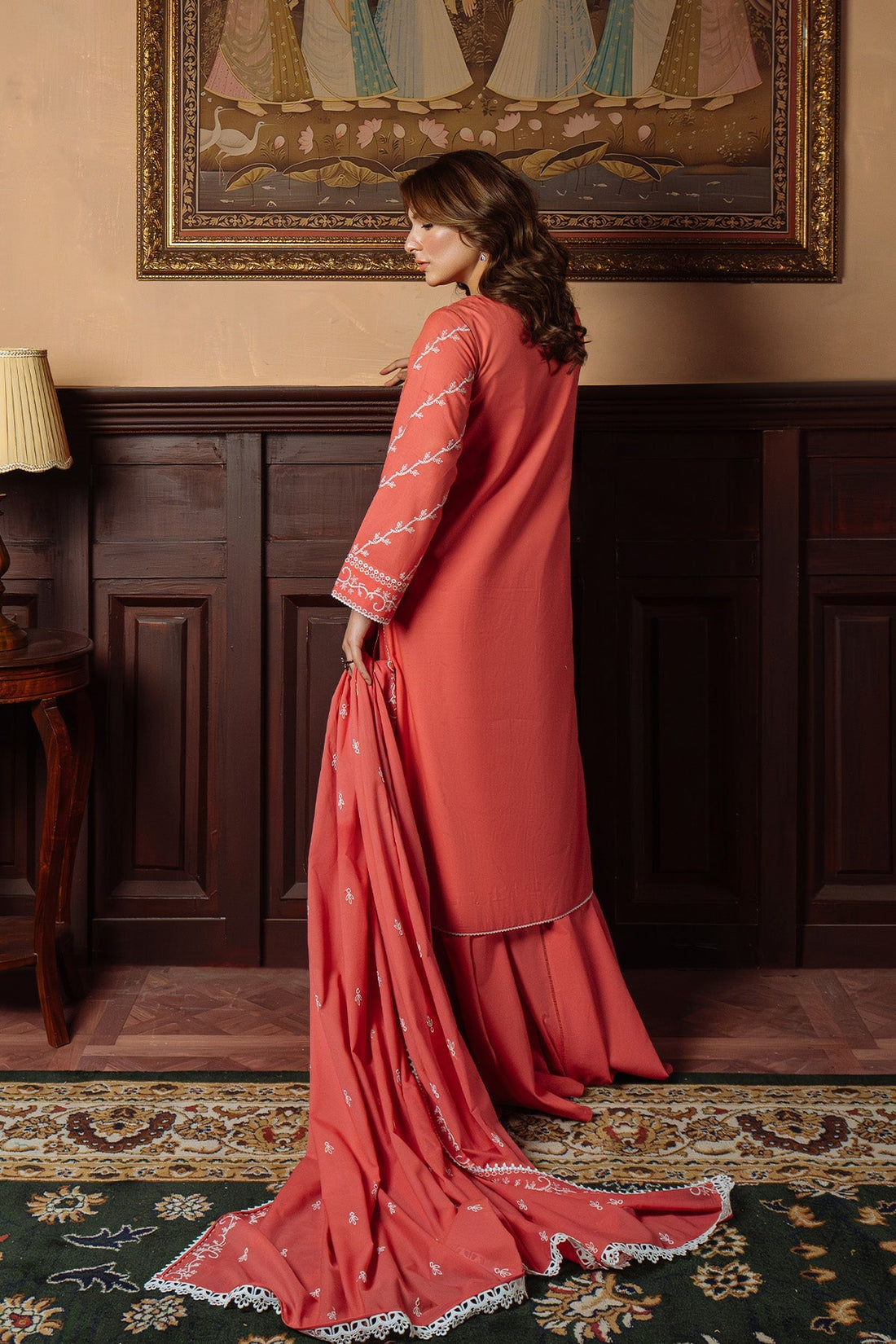 Sahar | Festive Edit Ready to Wear | Gilded Coral - RTW - by - Libasekhas UK - Registered Vendor of : Sahar - 100% Original Designer Dresss