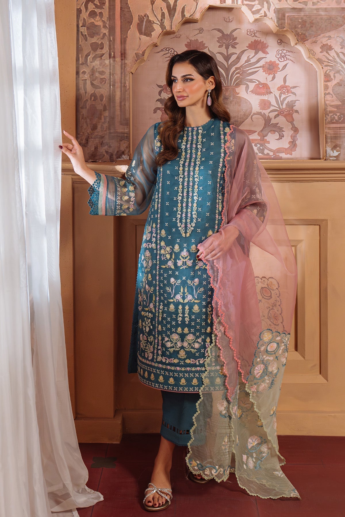 Sahar | Festive Edit Ready to Wear | Serene Teal - RTW - by - Libasekhas UK - Registered Vendor of : Sahar - 100% Original Designer Dresss