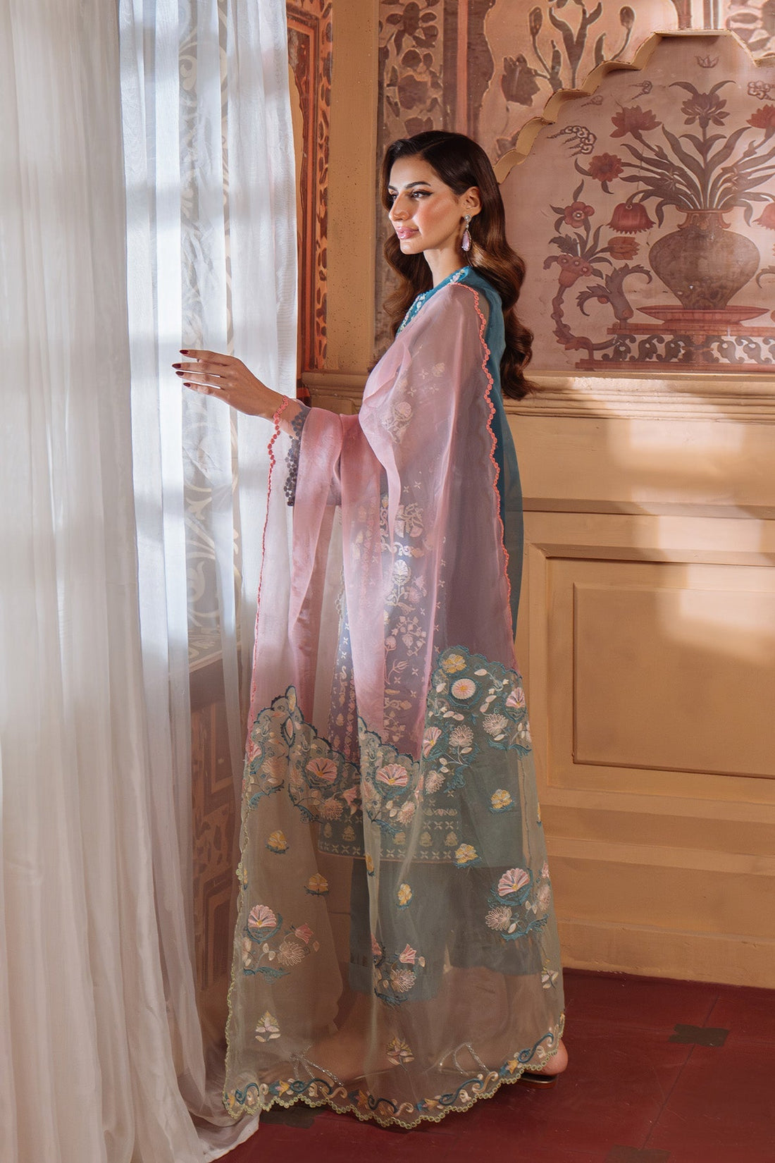 Sahar | Festive Edit Ready to Wear | Serene Teal - RTW - by - Libasekhas UK - Registered Vendor of : Sahar - 100% Original Designer Dresss