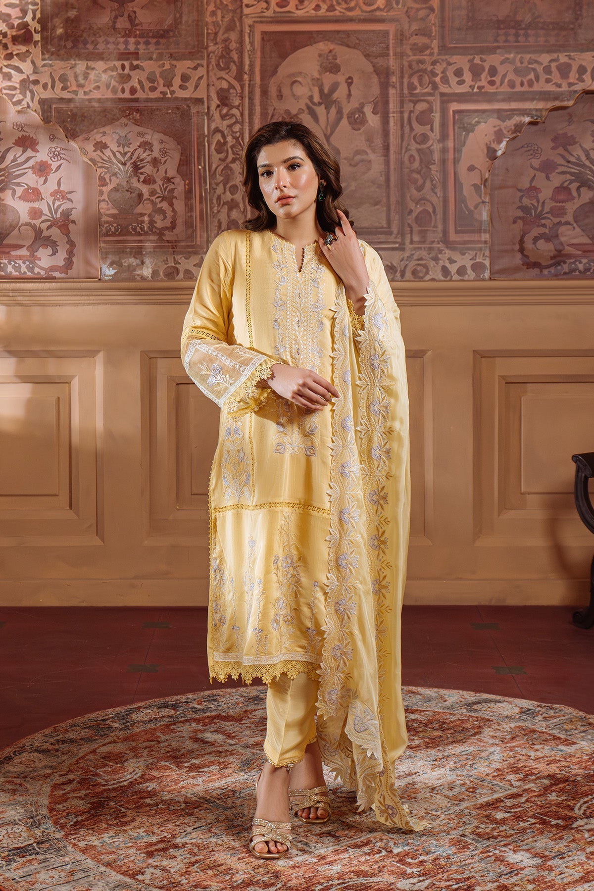 Sahar | Festive Edit Ready to Wear | Pale Primrose - RTW - by - Libasekhas UK - Registered Vendor of : Sahar - 100% Original Designer Dresss