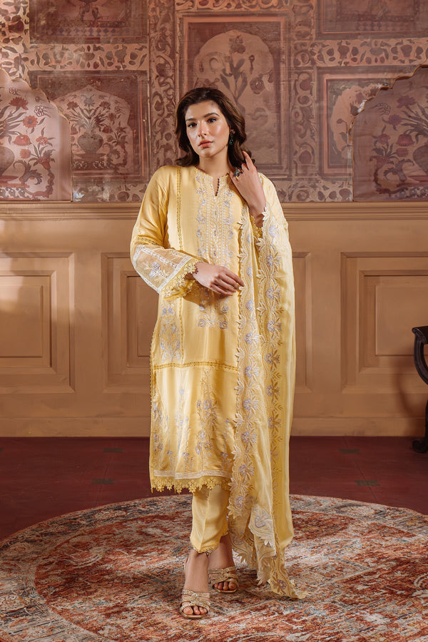 Sahar | Festive Edit Ready to Wear | Pale Primrose - RTW - by - Libasekhas UK - Registered Vendor of : Sahar - 100% Original Designer Dresss