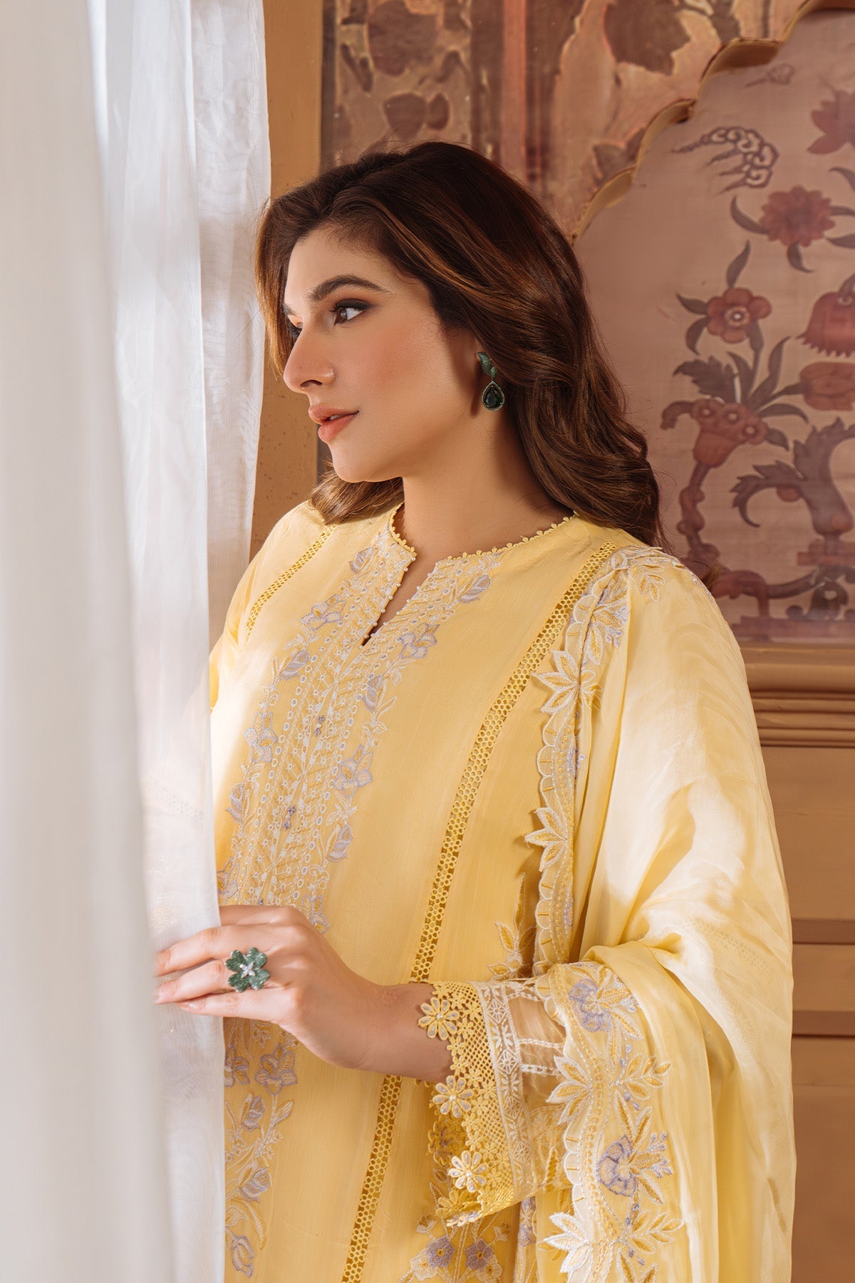 Sahar | Festive Edit Ready to Wear | Pale Primrose - RTW - by - Libasekhas UK - Registered Vendor of : Sahar - 100% Original Designer Dresss