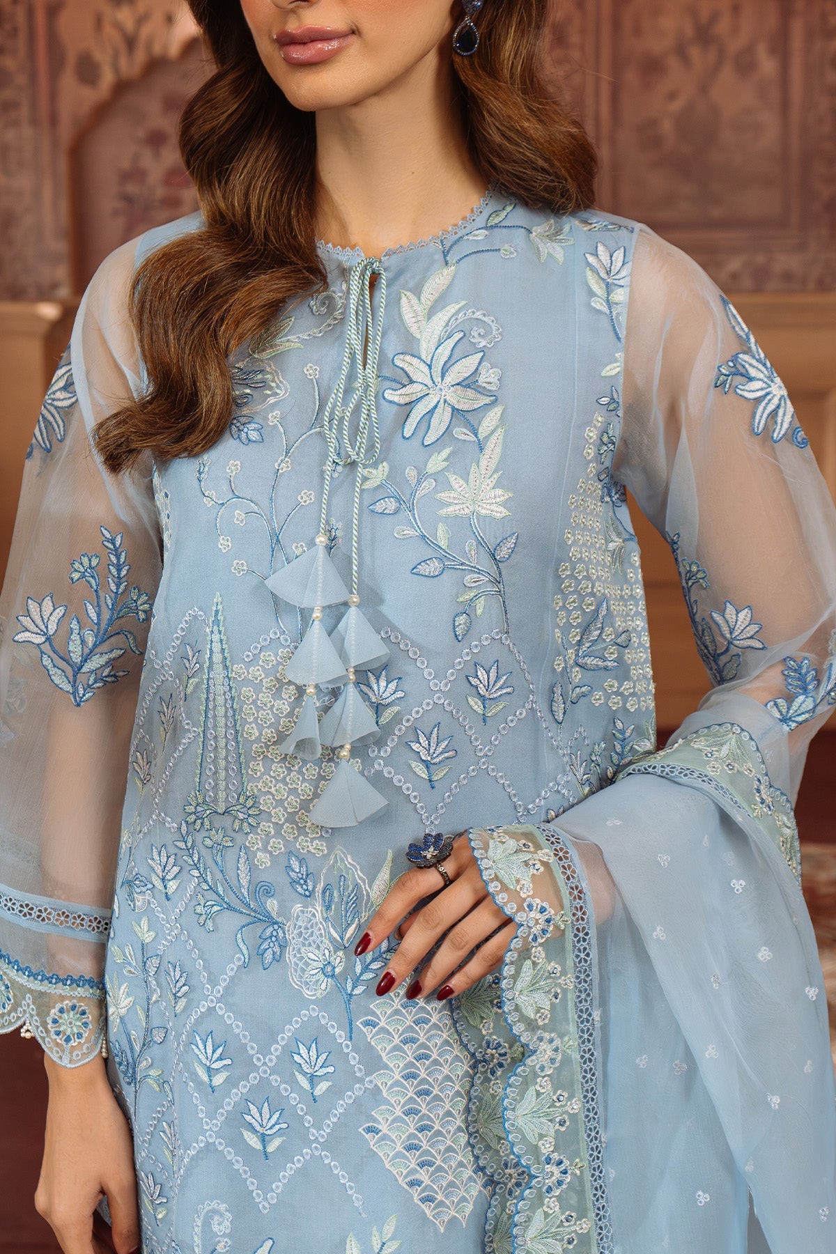 Sahar | Festive Edit Ready to Wear | Glacier Veil - RTW - by - Libasekhas UK - Registered Vendor of : Sahar - 100% Original Designer Dresss
