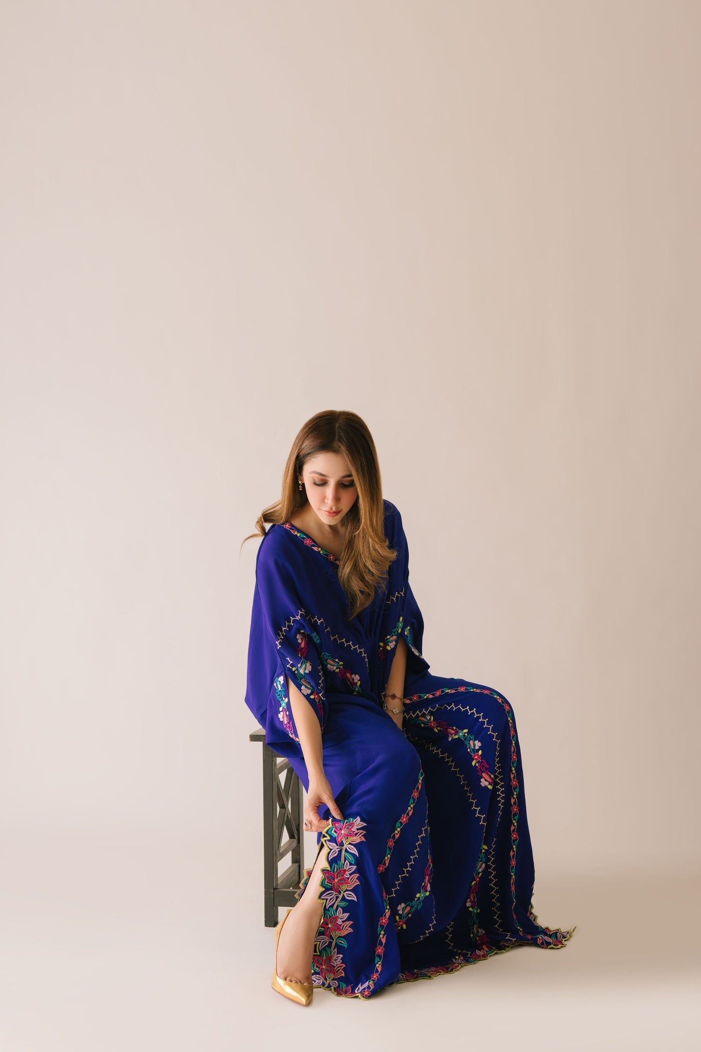 Sammy K | Aadat Festive Edition | Blue Bell Caftan - by Libasekhas UK - Registered Vendor of : Sammy K - 100% Original Designer Dress
