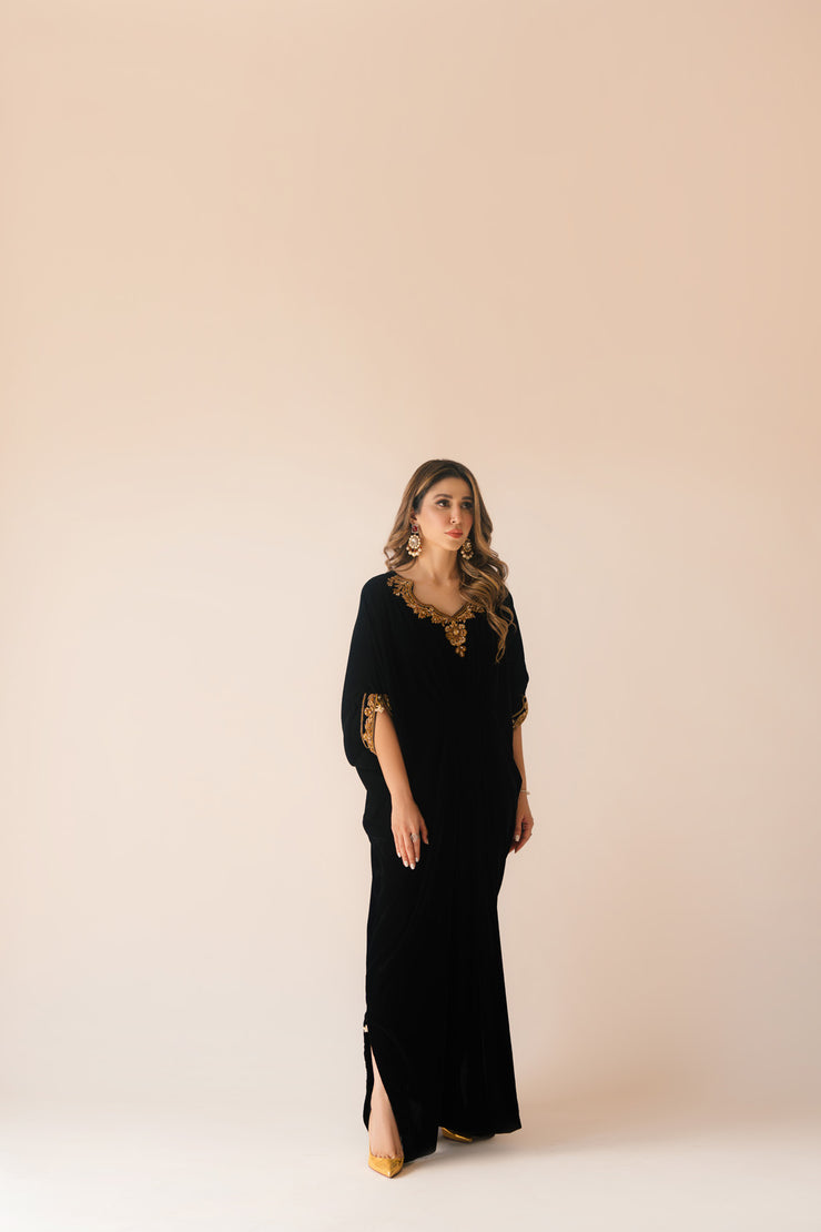 Sammy K | Velvet Festive Edit | Black Velvet Caftan - by - Libasekhas UK - Registered Vendor of : Sammy K - 100% Original Designer Dresss