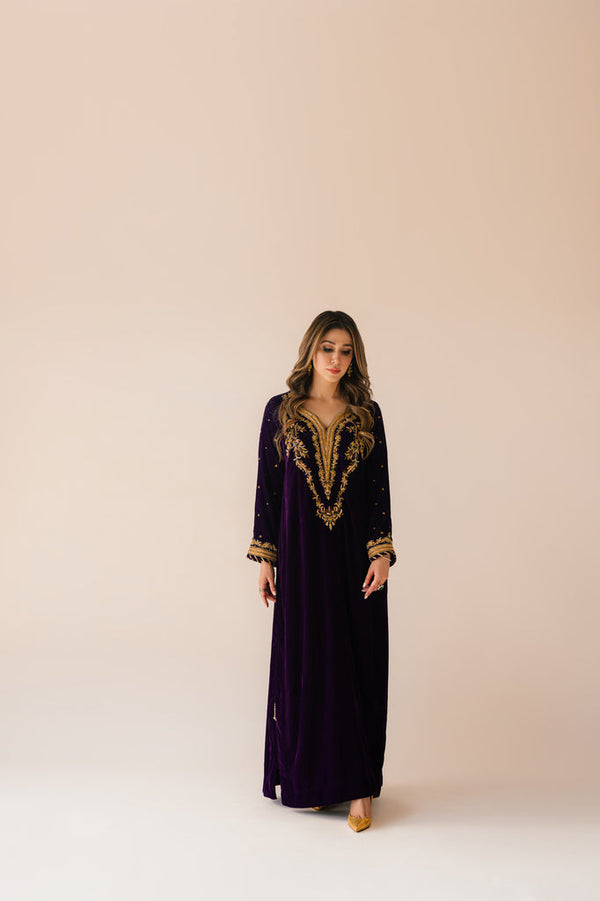 Sammy K | Velvet Festive Edit | Purple Velvet Maxi Outfit - by - Libasekhas UK - Registered Vendor of : Sammy K - 100% Original Designer Dresss