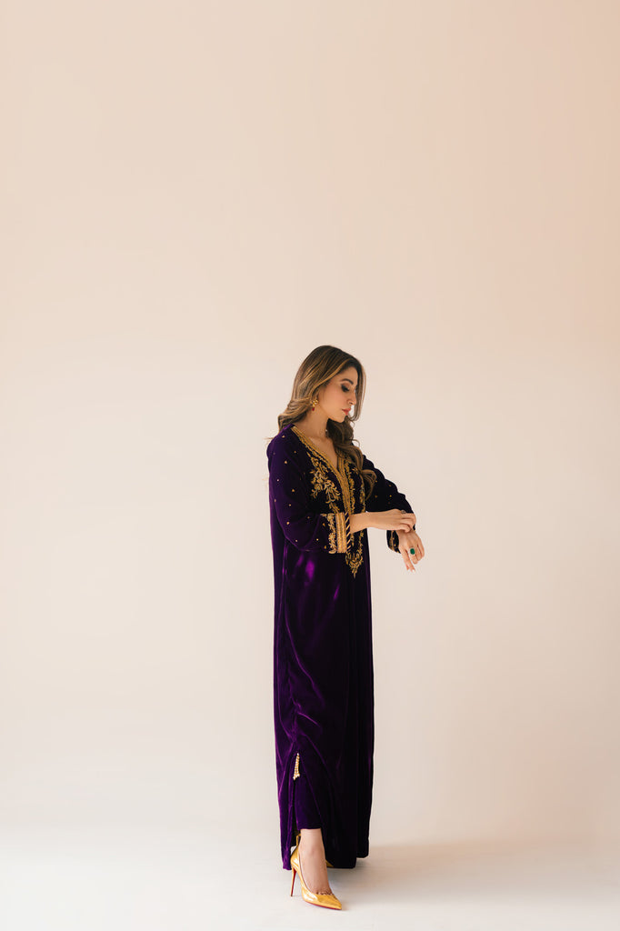 Sammy K | Velvet Festive Edit | Purple Velvet Maxi Outfit - by - Libasekhas UK - Registered Vendor of : Sammy K - 100% Original Designer Dresss