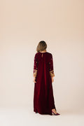 Sammy K | Velvet Festive Edit | Maroon Maxi velvet Outfit - by - Libasekhas UK - Registered Vendor of : Sammy K - 100% Original Designer Dresss