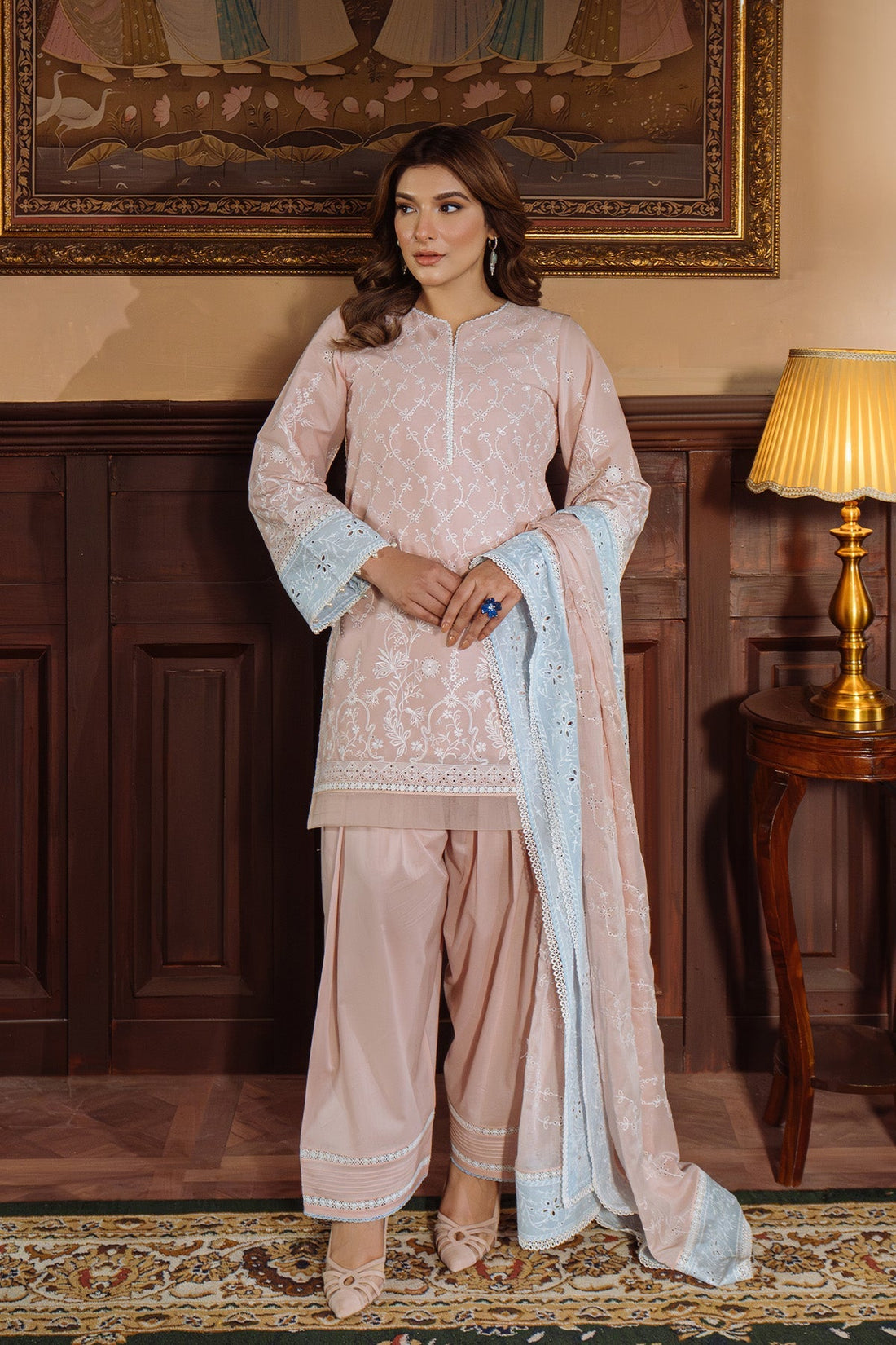 Sahar | Festive Edit Ready to Wear | Pastel Rose - RTW - by - Libasekhas UK - Registered Vendor of : Sahar - 100% Original Designer Dresss