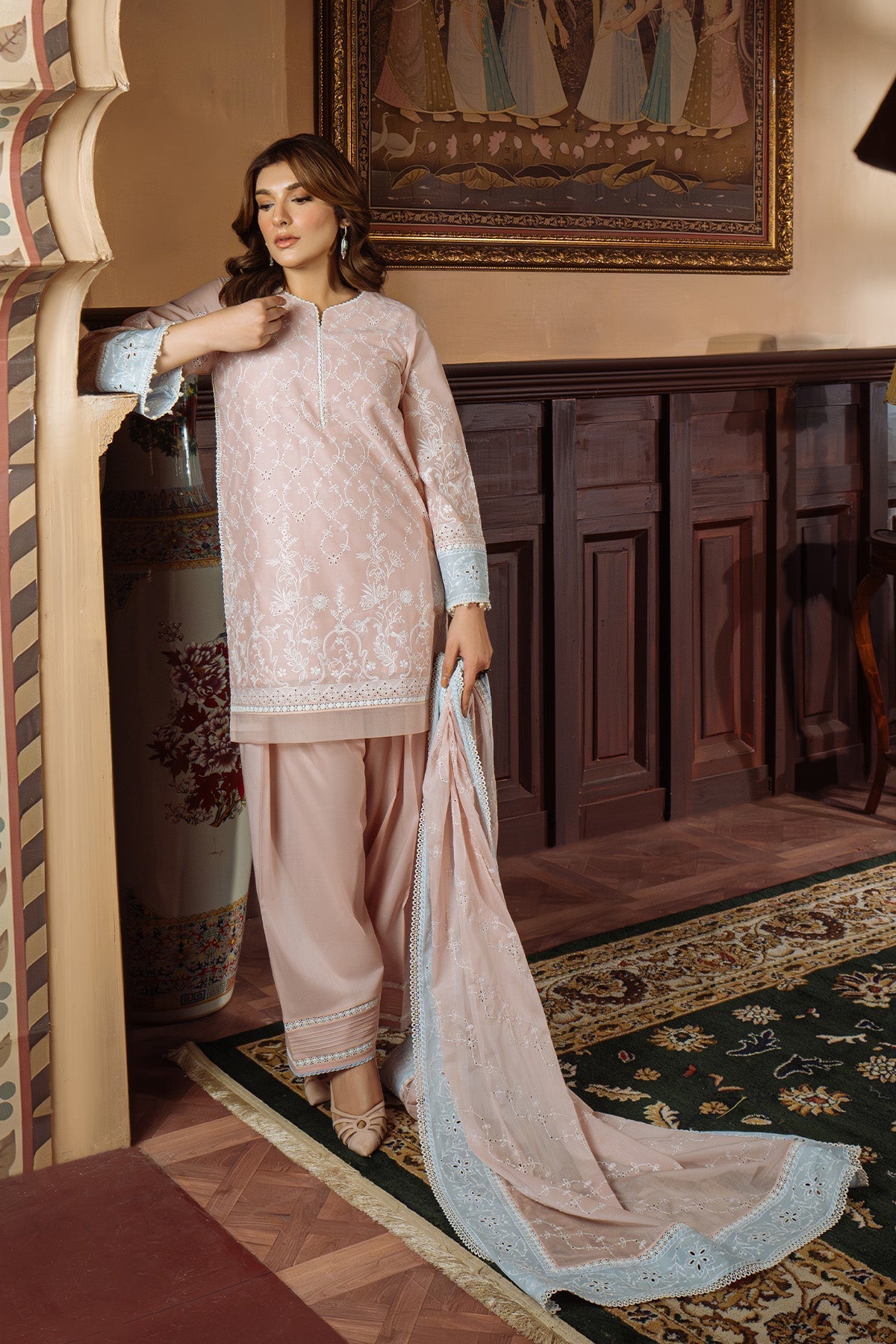 Sahar | Festive Edit Ready to Wear | Pastel Rose - RTW - by - Libasekhas UK - Registered Vendor of : Sahar - 100% Original Designer Dresss