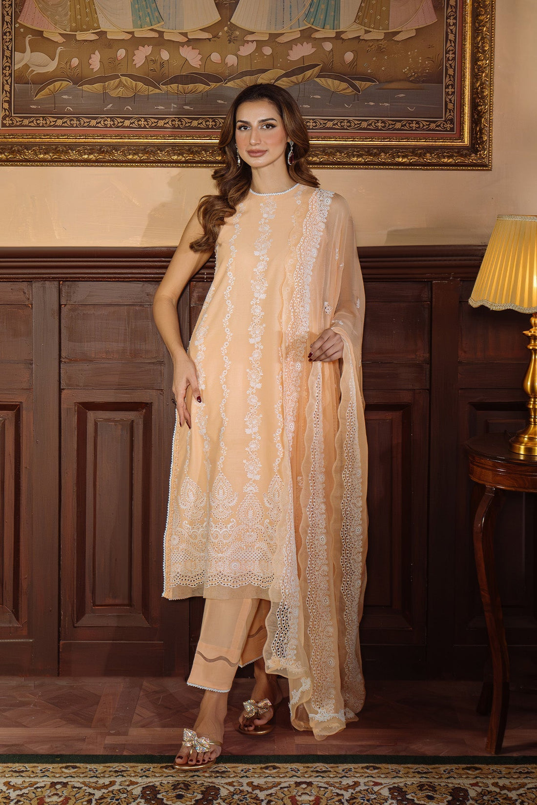 Sahar | Festive Edit Ready to Wear | Apricot Glow - RTW - by - Libasekhas UK - Registered Vendor of : Sahar - 100% Original Designer Dresss