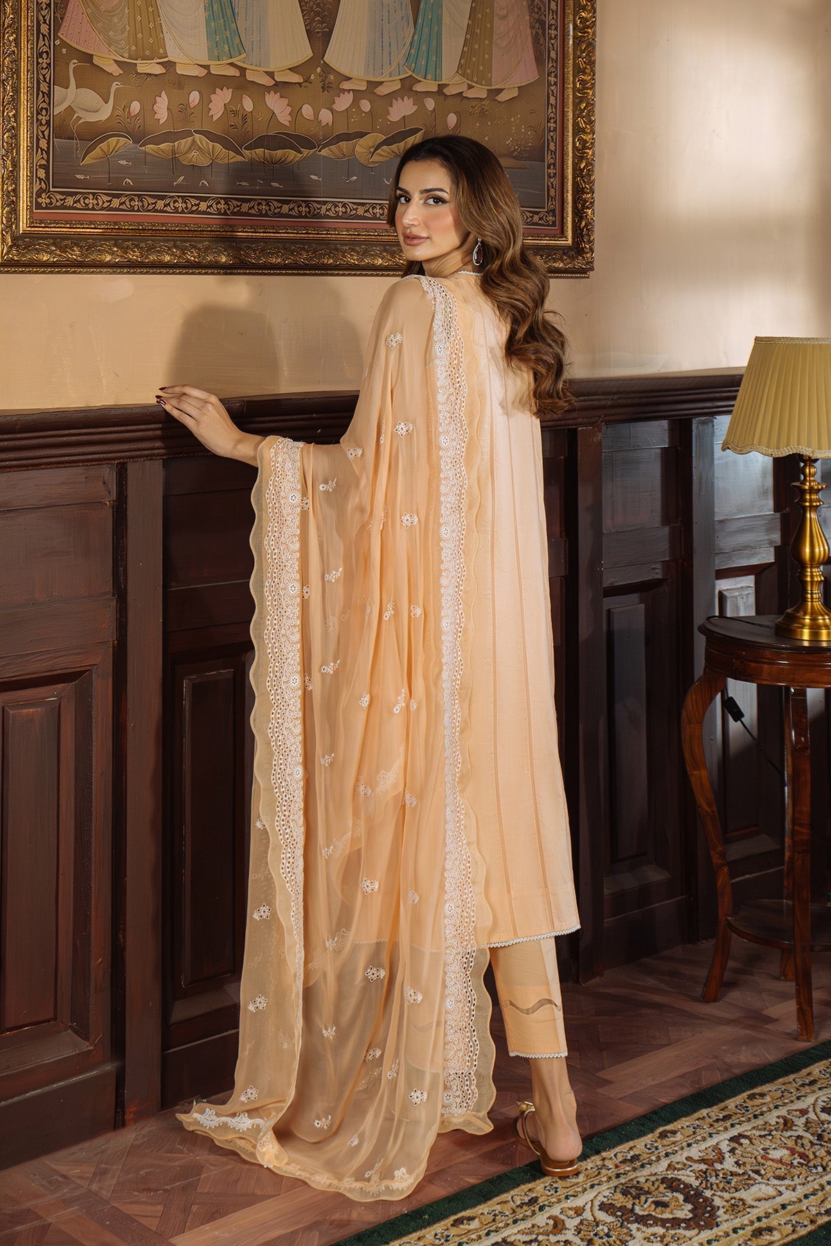 Sahar | Festive Edit Ready to Wear | Apricot Glow - RTW - by - Libasekhas UK - Registered Vendor of : Sahar - 100% Original Designer Dresss