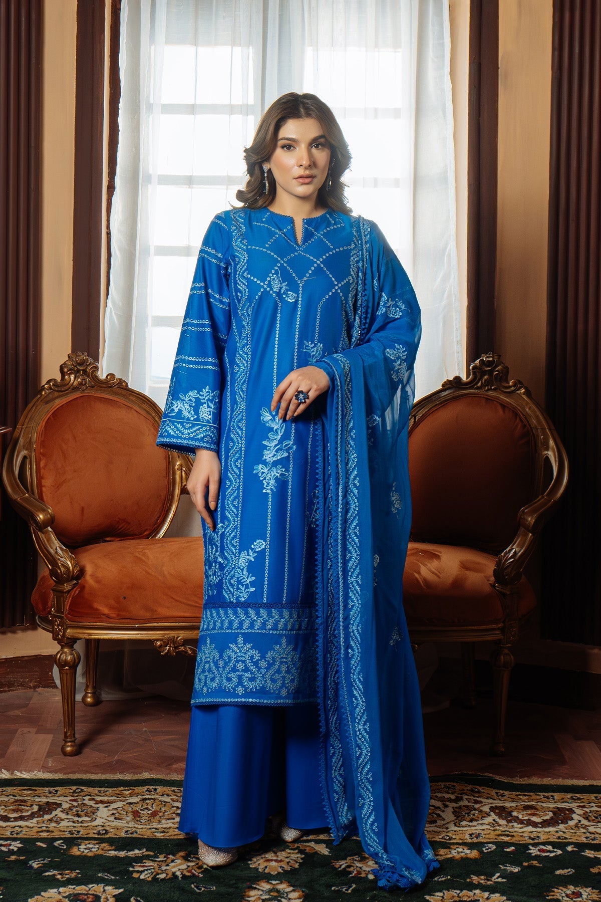 Sahar | Festive Edit Ready to Wear | Moroccan Blue - RTW - by - Libasekhas UK - Registered Vendor of : Sahar - 100% Original Designer Dresss