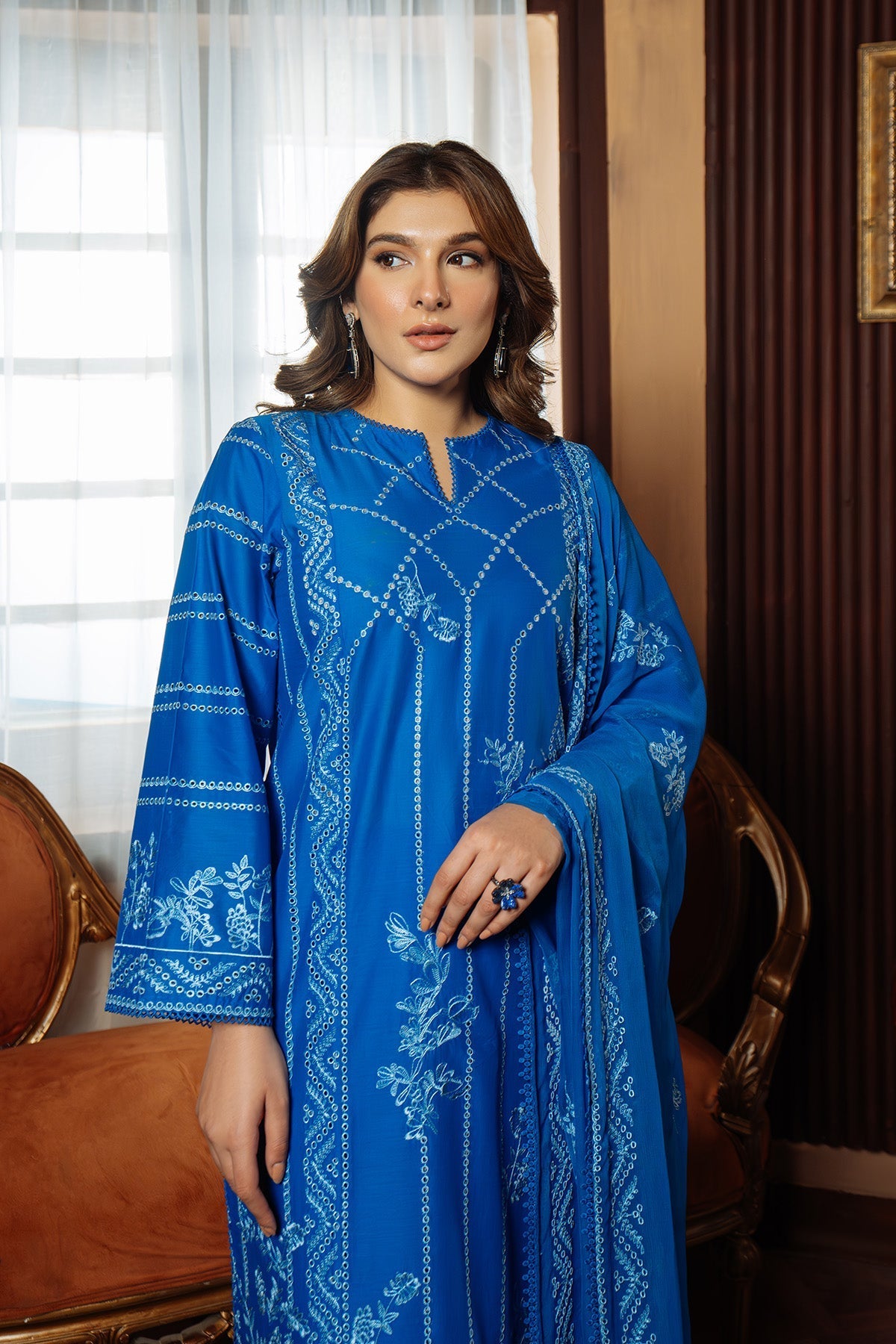 Sahar | Festive Edit Ready to Wear | Moroccan Blue - RTW - by - Libasekhas UK - Registered Vendor of : Sahar - 100% Original Designer Dresss