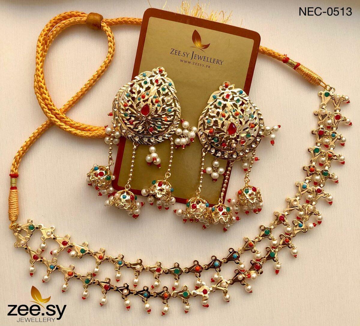 Nauratan Necklace-0513 - by - Libasekhas UK - Registered Vendor of : Zeesy - 100% Original Designer Dresss