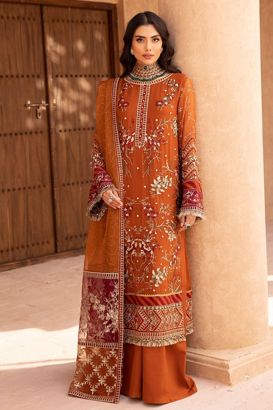 Nureh | Embroidered Luxury Chiffon | NEL-22 - by - Libasekhas UK - Registered Vendor of : Nureh - 100% Original Designer Dresss