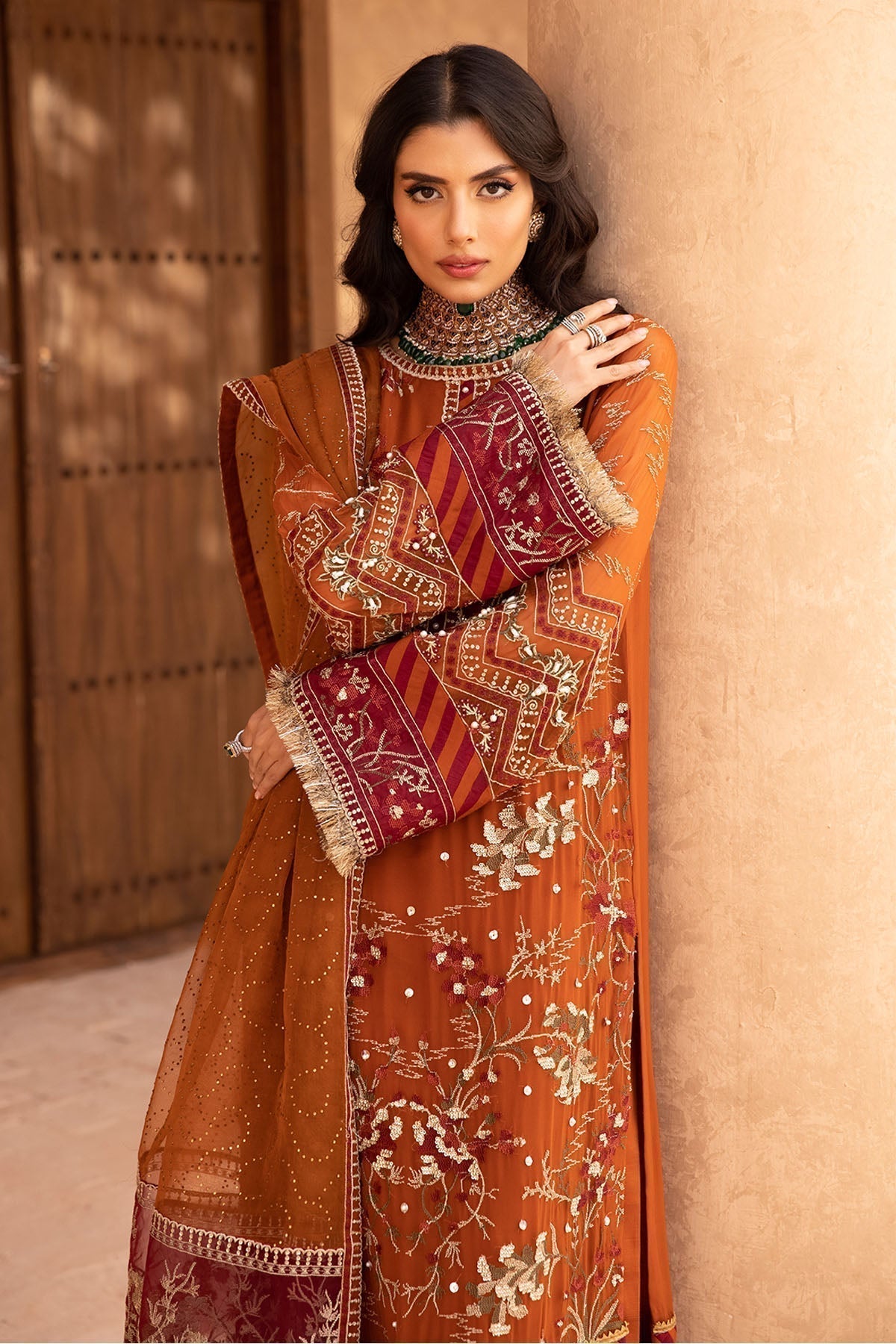 Nureh | Embroidered Luxury Chiffon | NEL-22 - by - Libasekhas UK - Registered Vendor of : Nureh - 100% Original Designer Dresss