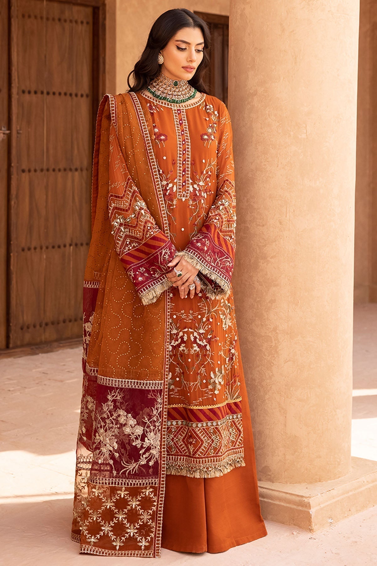Nureh | Embroidered Luxury Chiffon | NEL-22 - by - Libasekhas UK - Registered Vendor of : Nureh - 100% Original Designer Dresss