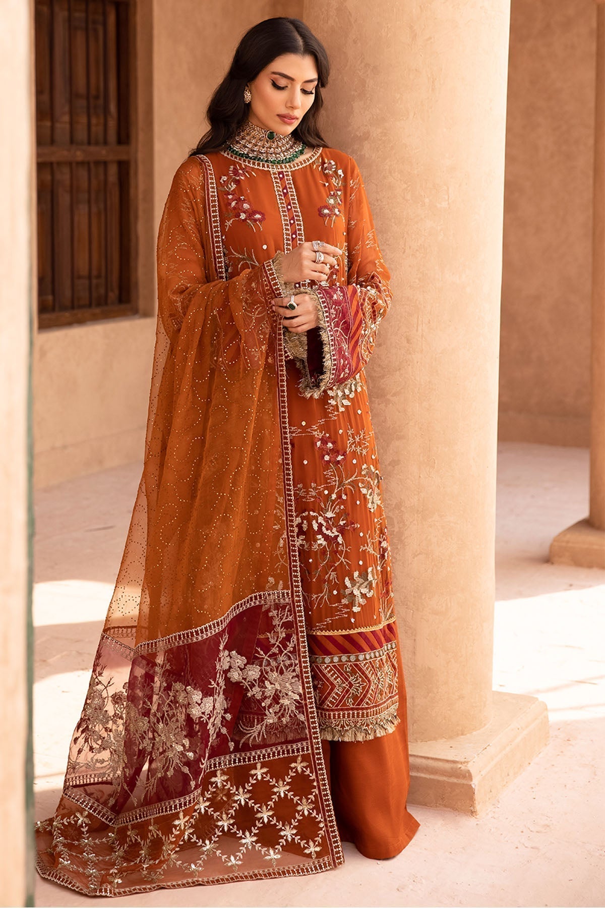 Nureh | Embroidered Luxury Chiffon | NEL-22 - by - Libasekhas UK - Registered Vendor of : Nureh - 100% Original Designer Dresss