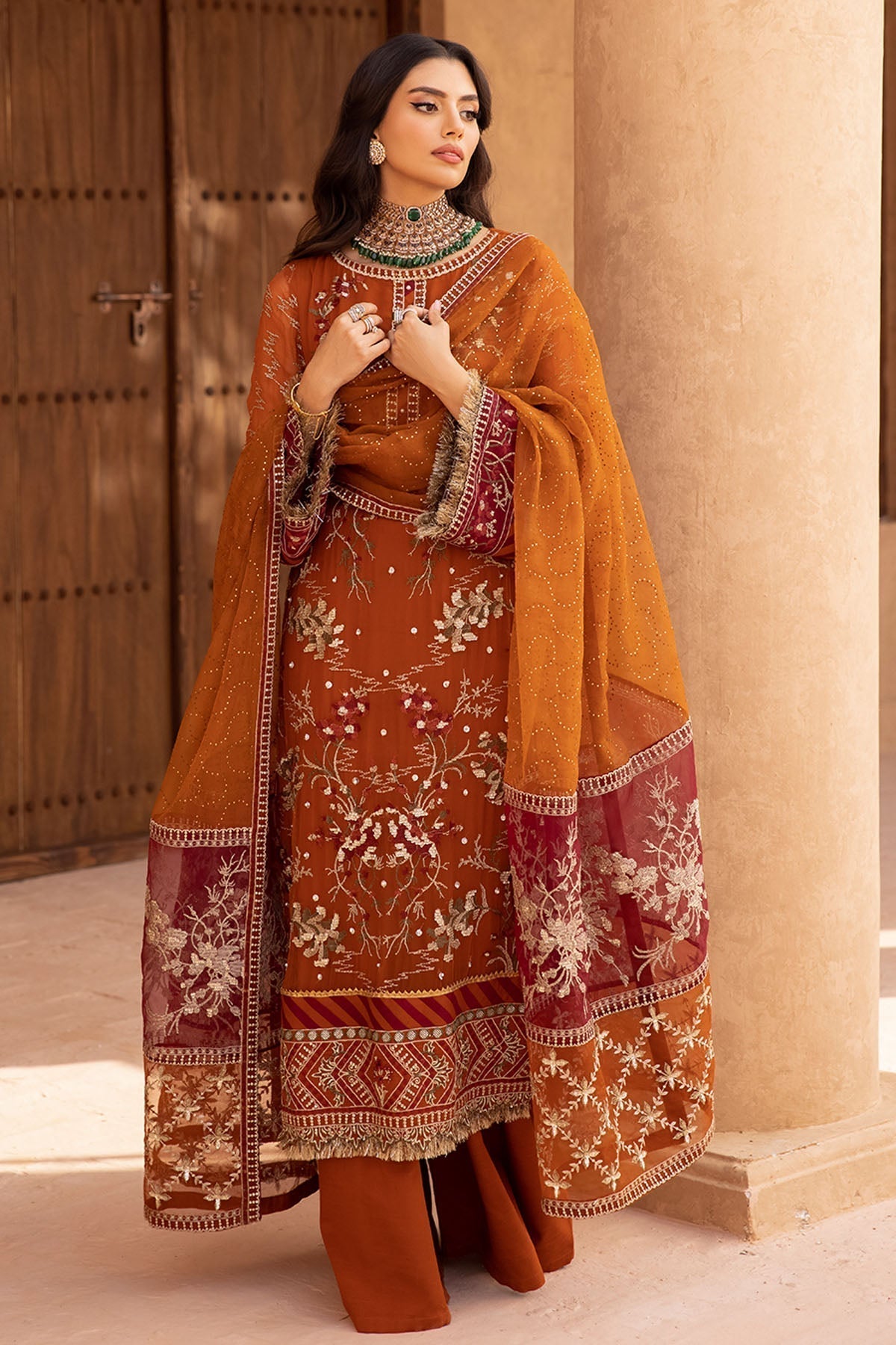 Nureh | Embroidered Luxury Chiffon | NEL-22 - by - Libasekhas UK - Registered Vendor of : Nureh - 100% Original Designer Dresss