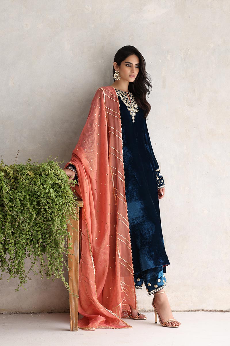 Sana Abbas | Velvet Formals | NINA - by - Libasekhas UK - Registered Vendor of : Sana Abbas - 100% Original Designer Dresss