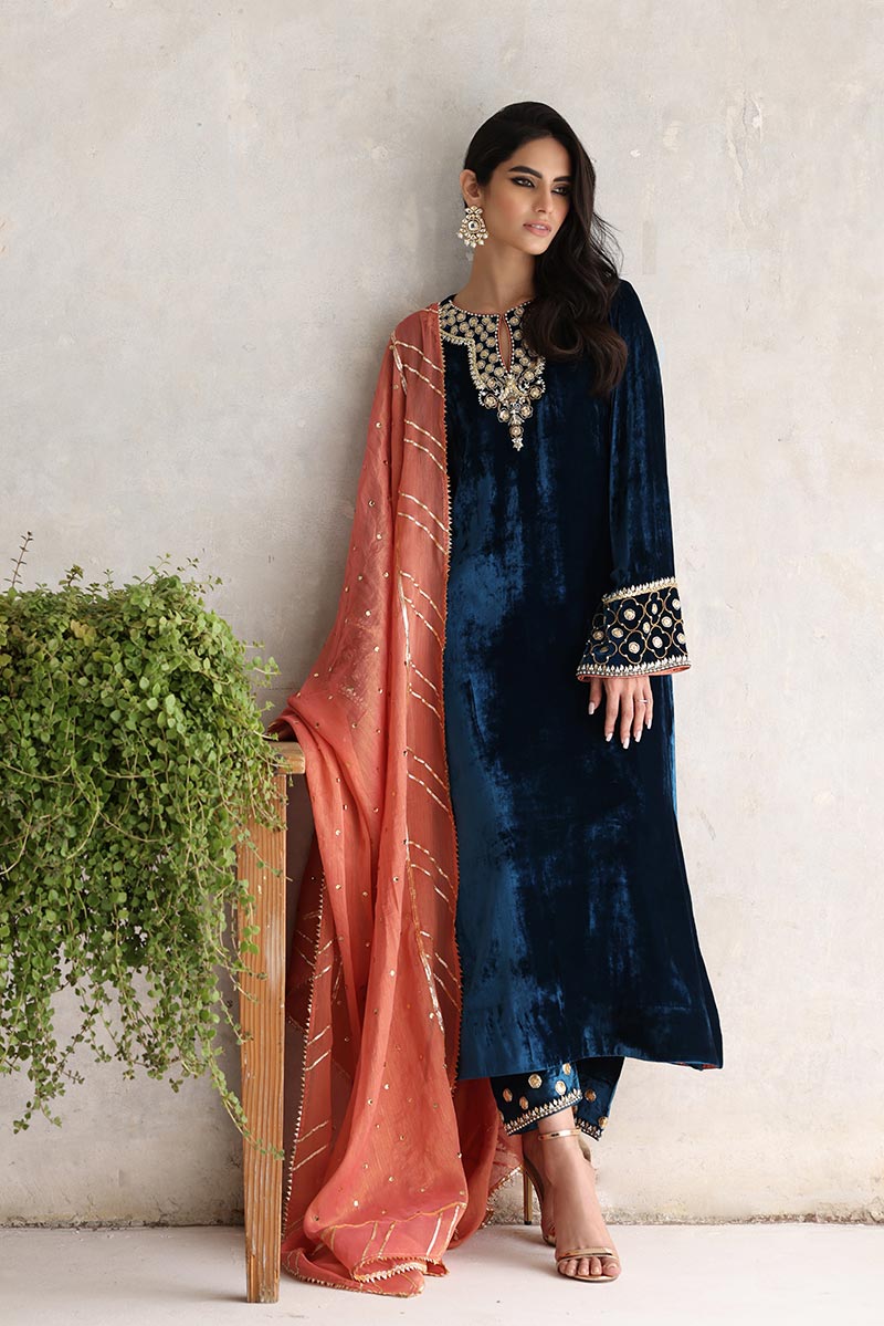 Sana Abbas | Velvet Formals | NINA - by - Libasekhas UK - Registered Vendor of : Sana Abbas - 100% Original Designer Dresss