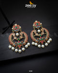 Naurattan Chandbali Earrings - by - Libasekhas UK - Registered Vendor of : Zeesy - 100% Original Designer Dresss
