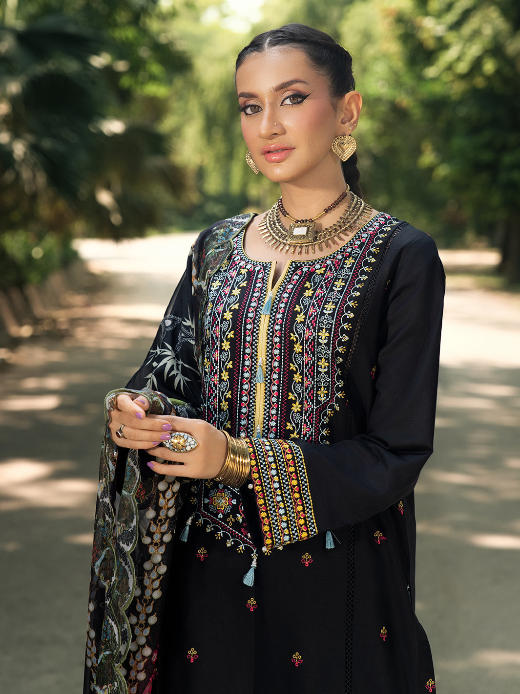 Hemstitch | The Garden Lawn | Night Jasmine - by Libasekhas UK - Registered Vendor of : Hemstitch - 100% Original Designer Dress