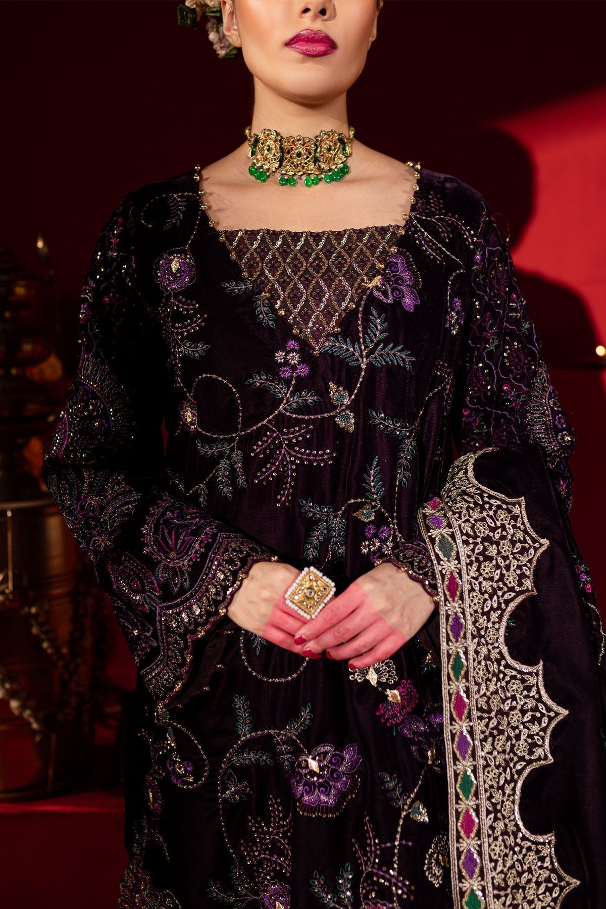 Nureh | Maya Velvet |  NW-91 - by - Libasekhas UK - Registered Vendor of : Nureh - 100% Original Designer Dresss
