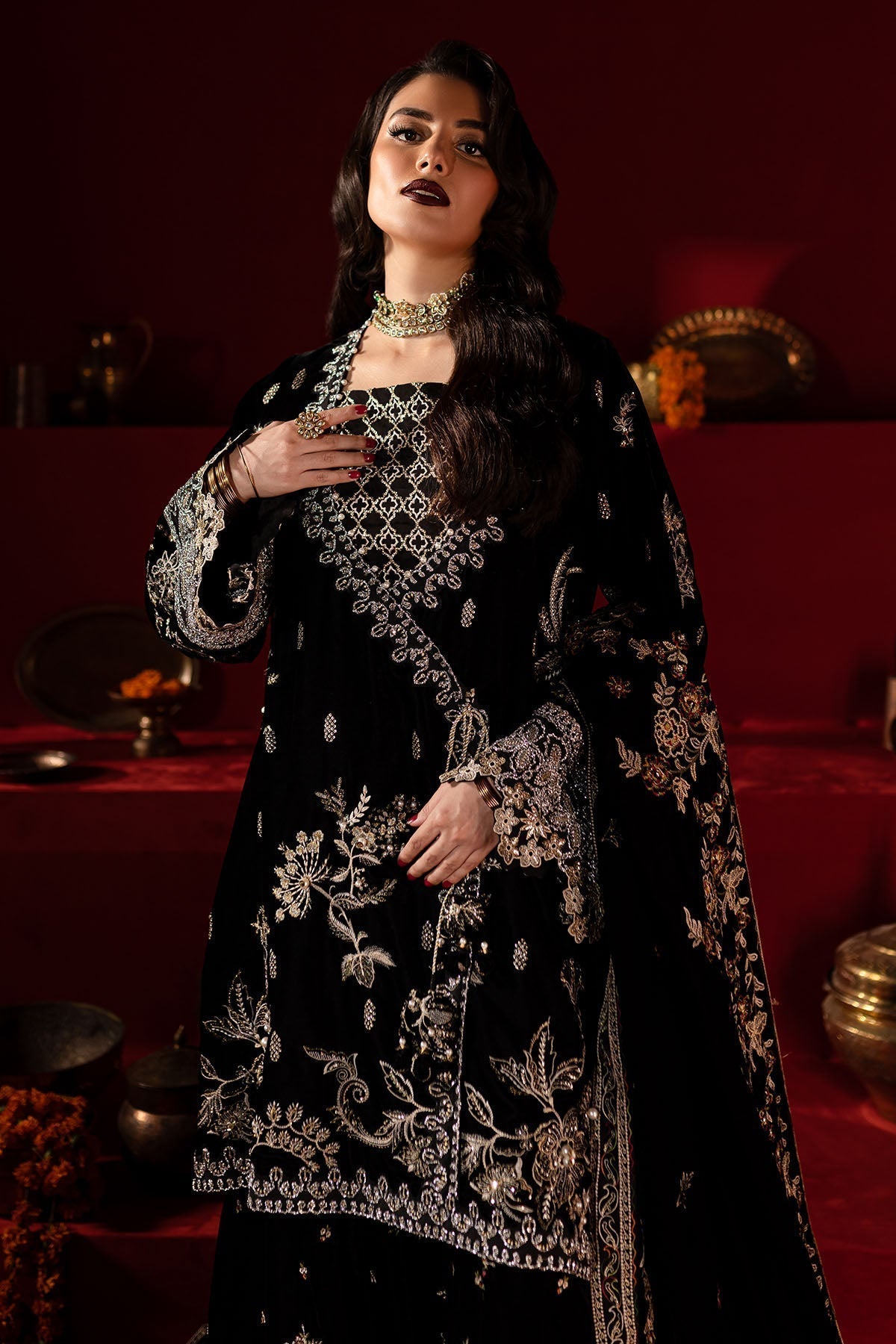 Nureh | Maya Velvet |  NW-92 - by - Libasekhas UK - Registered Vendor of : Nureh - 100% Original Designer Dresss