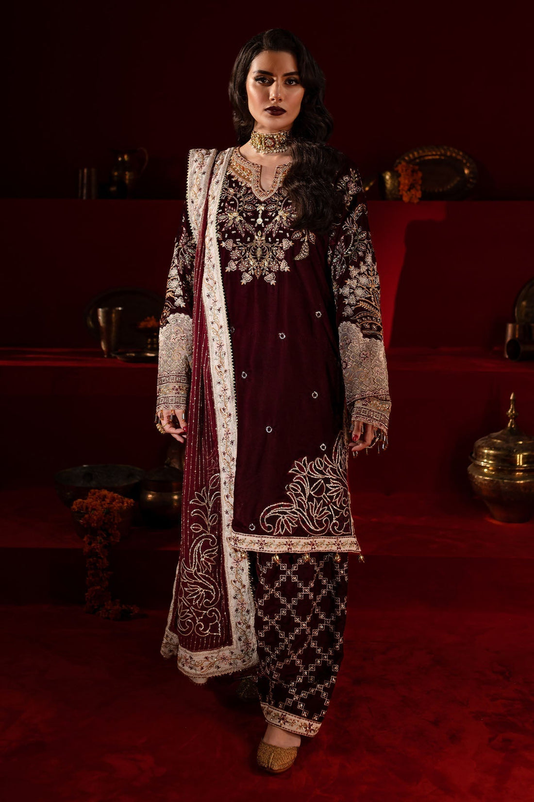 Nureh | Maya Velvet |  NW-89 - by - Libasekhas UK - Registered Vendor of : Nureh - 100% Original Designer Dresss