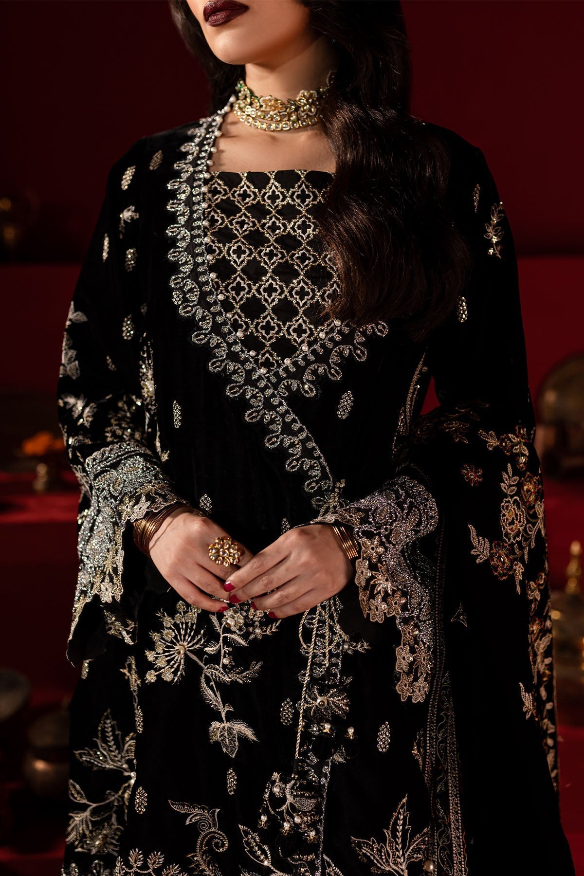 Nureh | Maya Velvet |  NW-92 - by - Libasekhas UK - Registered Vendor of : Nureh - 100% Original Designer Dresss