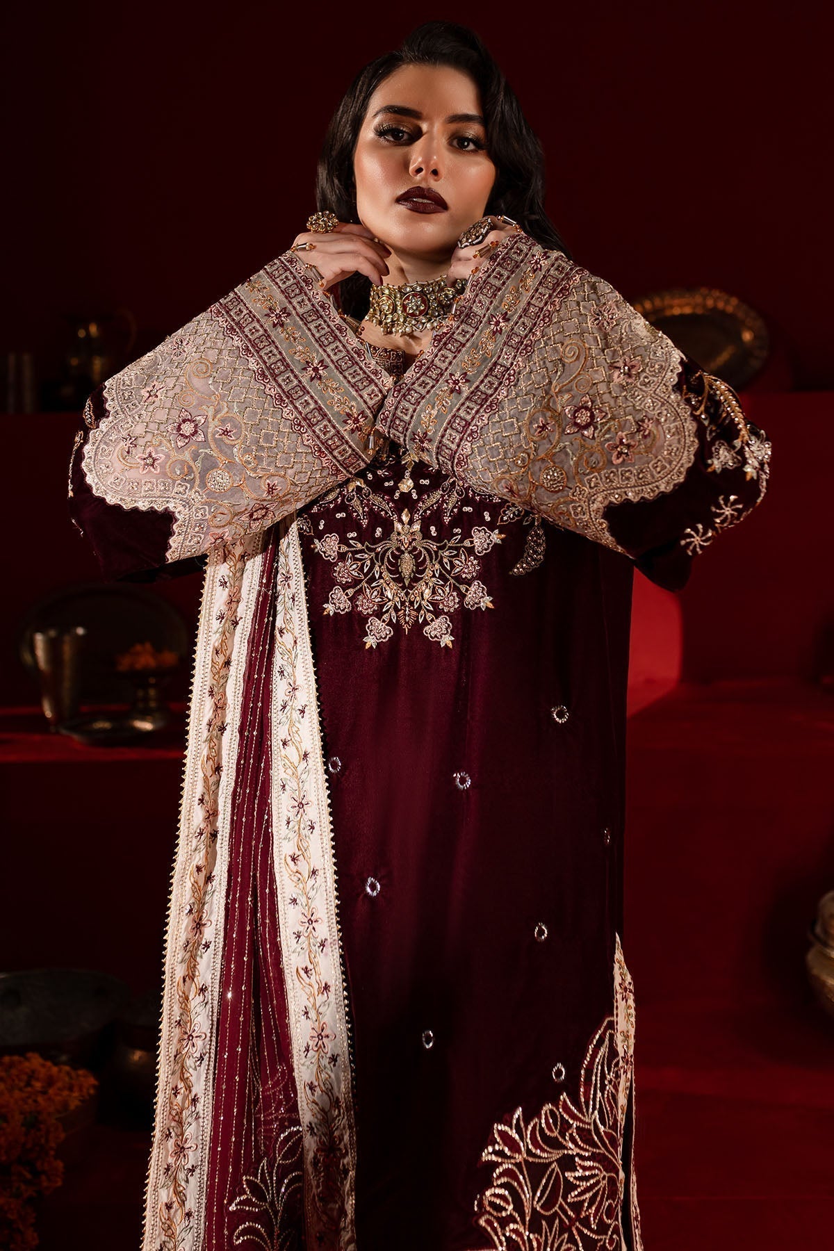 Nureh | Maya Velvet |  NW-89 - by - Libasekhas UK - Registered Vendor of : Nureh - 100% Original Designer Dresss