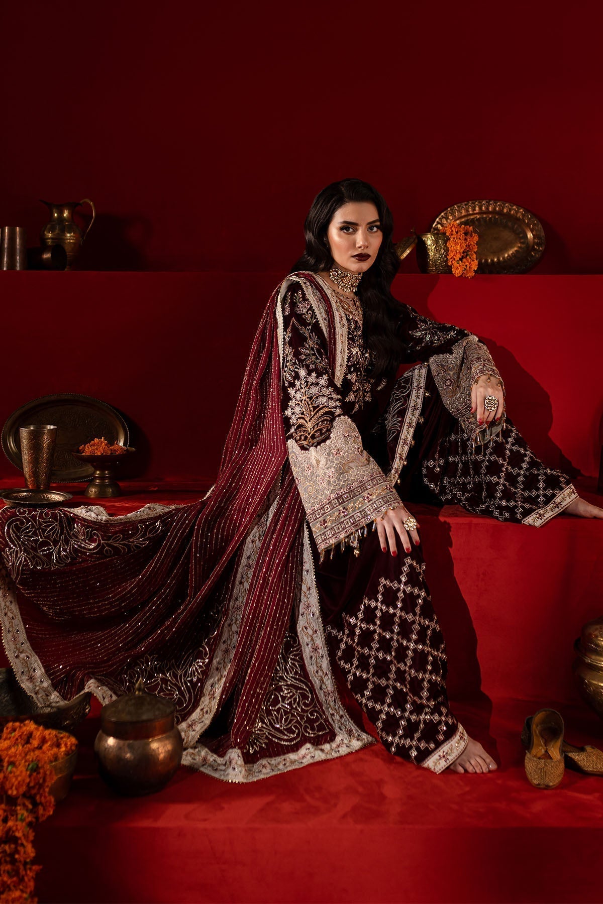 Nureh | Maya Velvet |  NW-89 - by - Libasekhas UK - Registered Vendor of : Nureh - 100% Original Designer Dresss