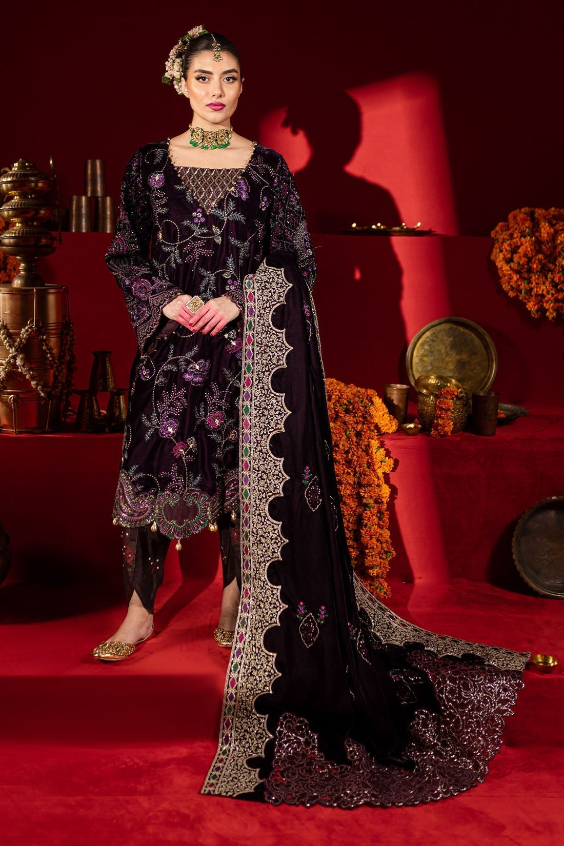 Nureh | Maya Velvet |  NW-91 - by - Libasekhas UK - Registered Vendor of : Nureh - 100% Original Designer Dresss