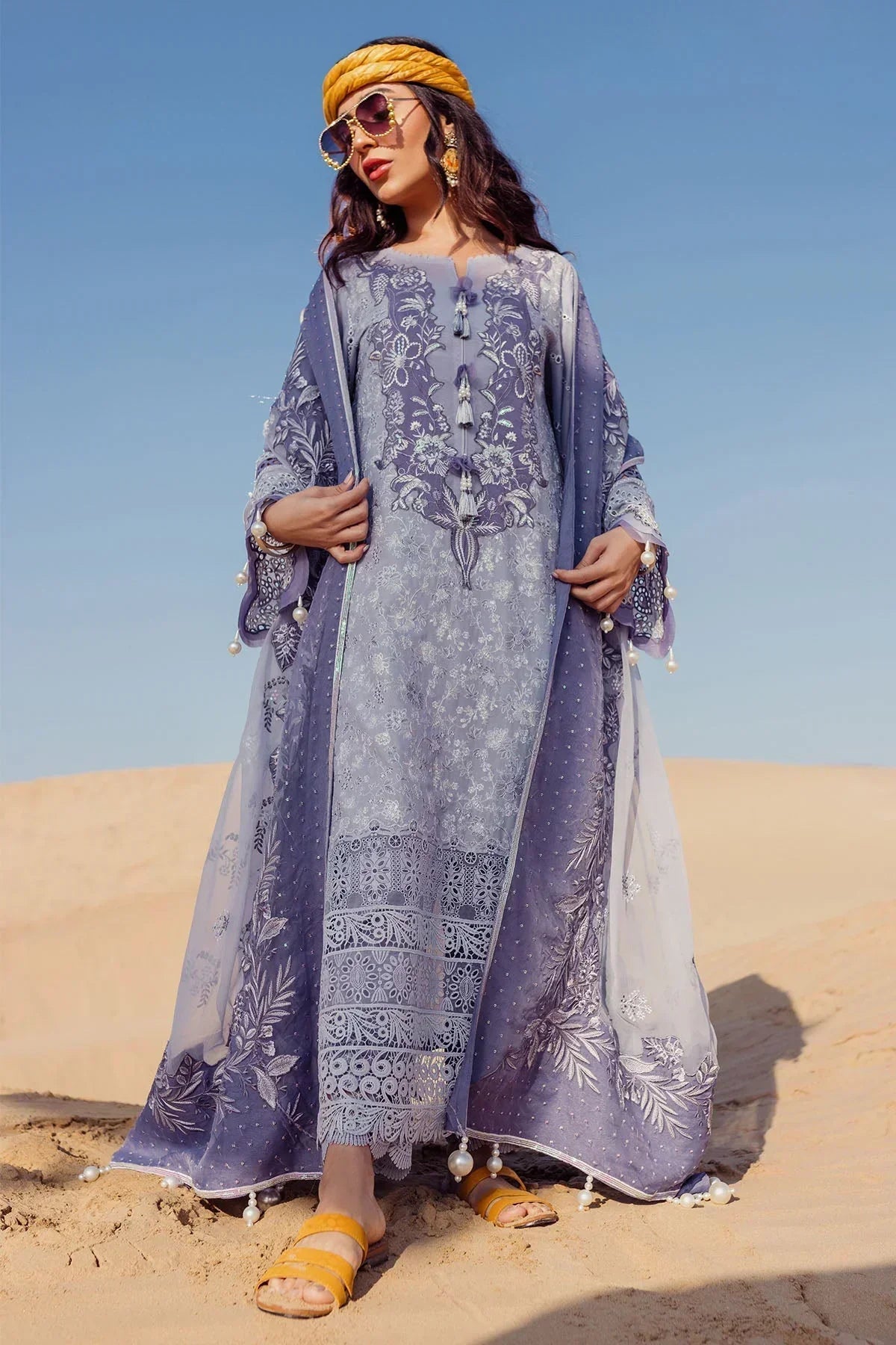 Nureh | Sehra Swiss Voil Lawn | CAMEO - NE-80 - by - Libasekhas UK - Registered Vendor of : Nureh - 100% Original Designer Dresss