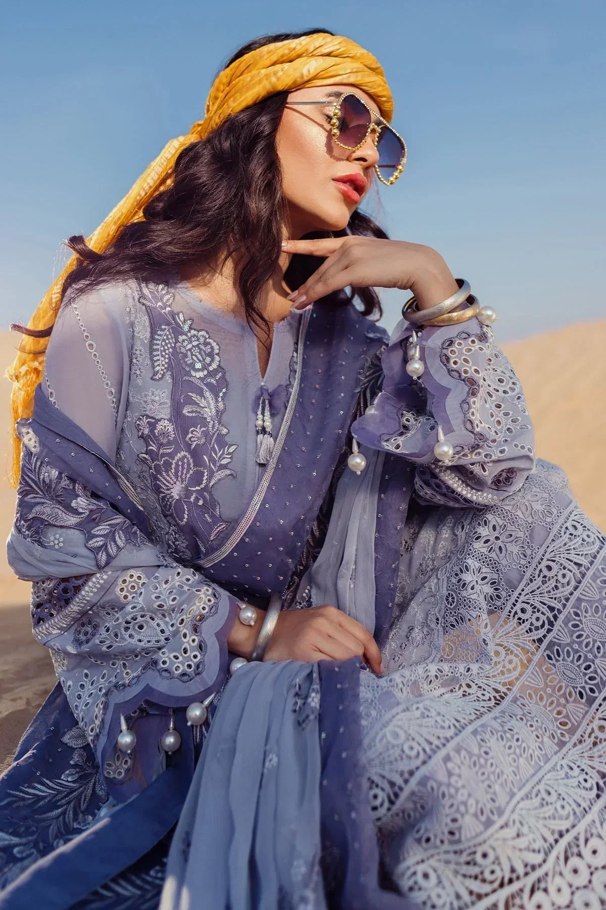 Nureh | Sehra Swiss Voil Lawn | CAMEO - NE-80 - by - Libasekhas UK - Registered Vendor of : Nureh - 100% Original Designer Dresss