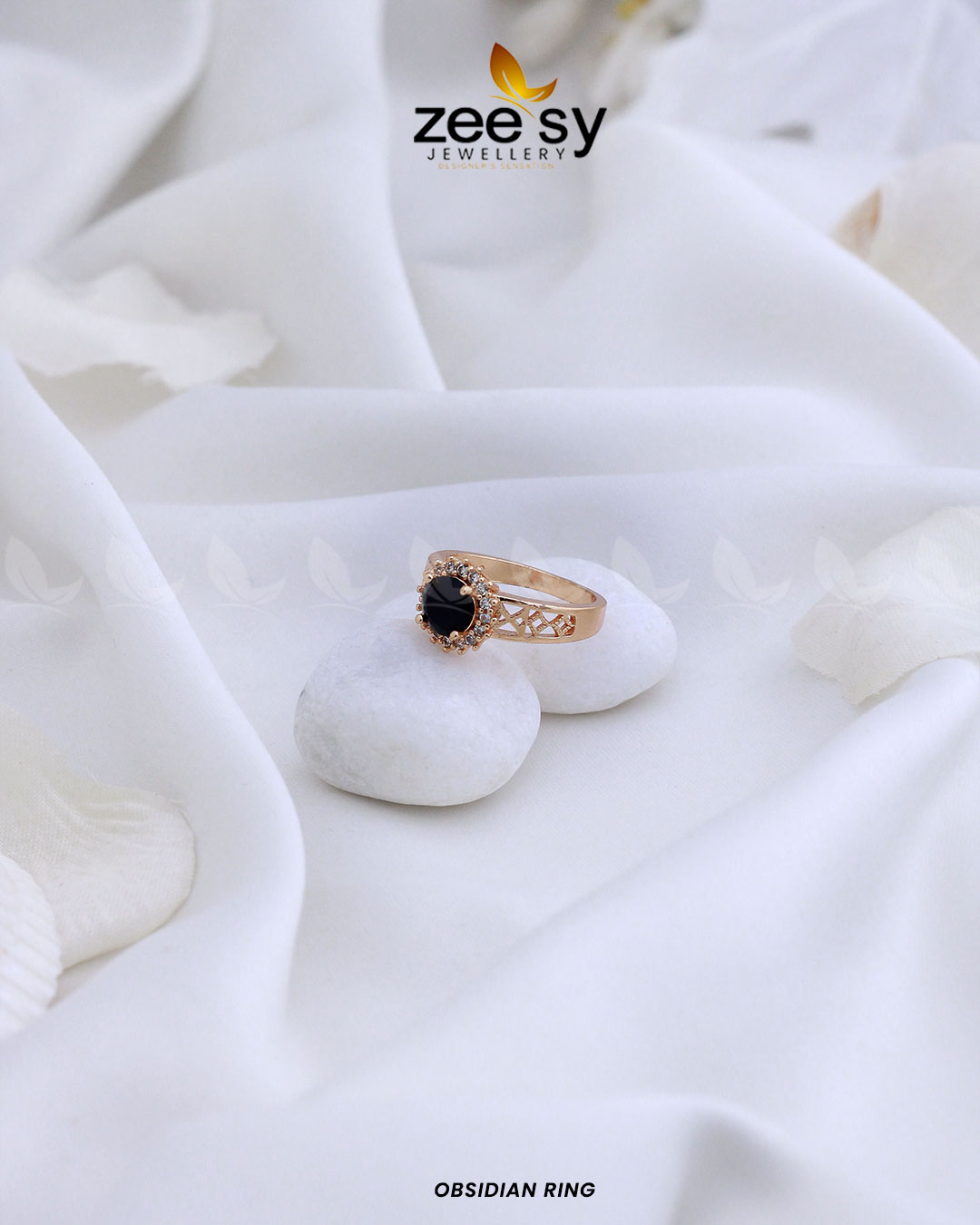 Obsidian Ring - by - Libasekhas UK - Registered Vendor of : Zeesy - 100% Original Designer Dresss
