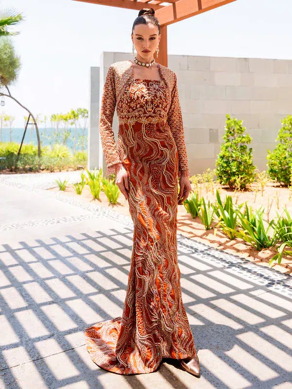 Epoque | Ciel Luxury Couture | Ochre - by - Libasekhas UK - Registered Vendor of : Epoque - 100% Original Designer Dresss