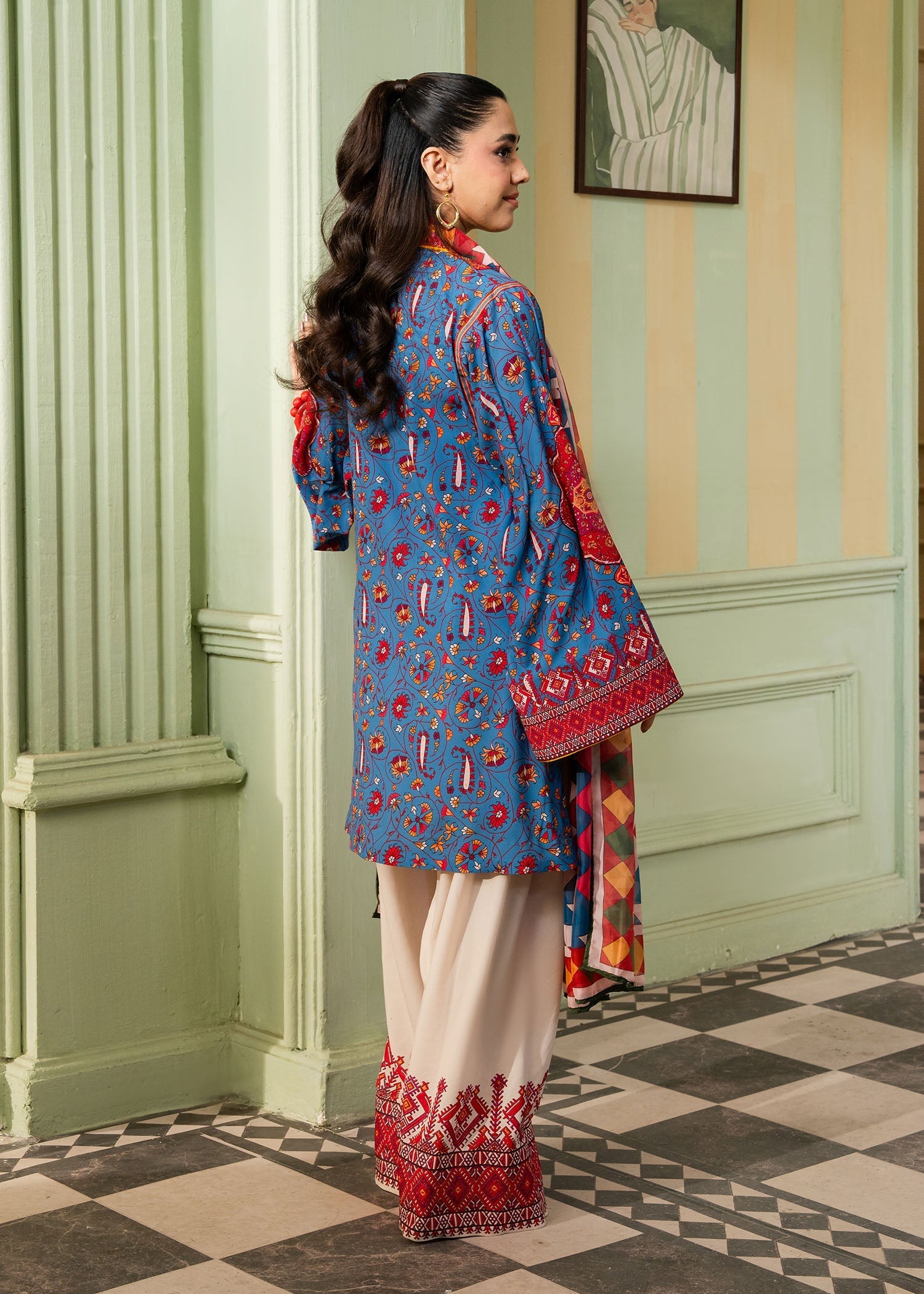 Maria Osama Khan | Retro 26 | Celeste - by Libasekhas UK - Registered Vendor of : Maria Osama Khan - 100% Original Designer Dress
