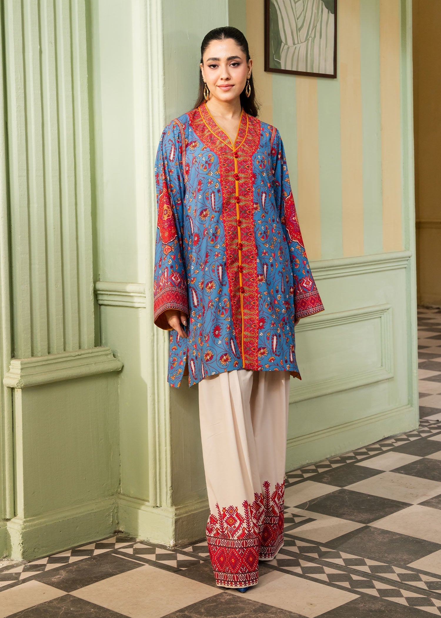 Maria Osama Khan | Retro 26 | Celeste - by Libasekhas UK - Registered Vendor of : Maria Osama Khan - 100% Original Designer Dress