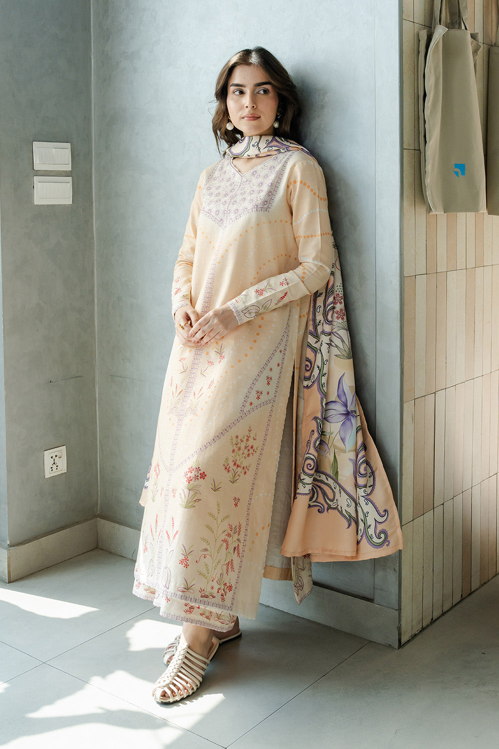 Maryum N Maria | Latte Layers Pret | SILKEN STEAM - MWS5829 - by Libasekhas UK - Registered Vendor of : Maryum N Maria - 100% Original Designer Dress