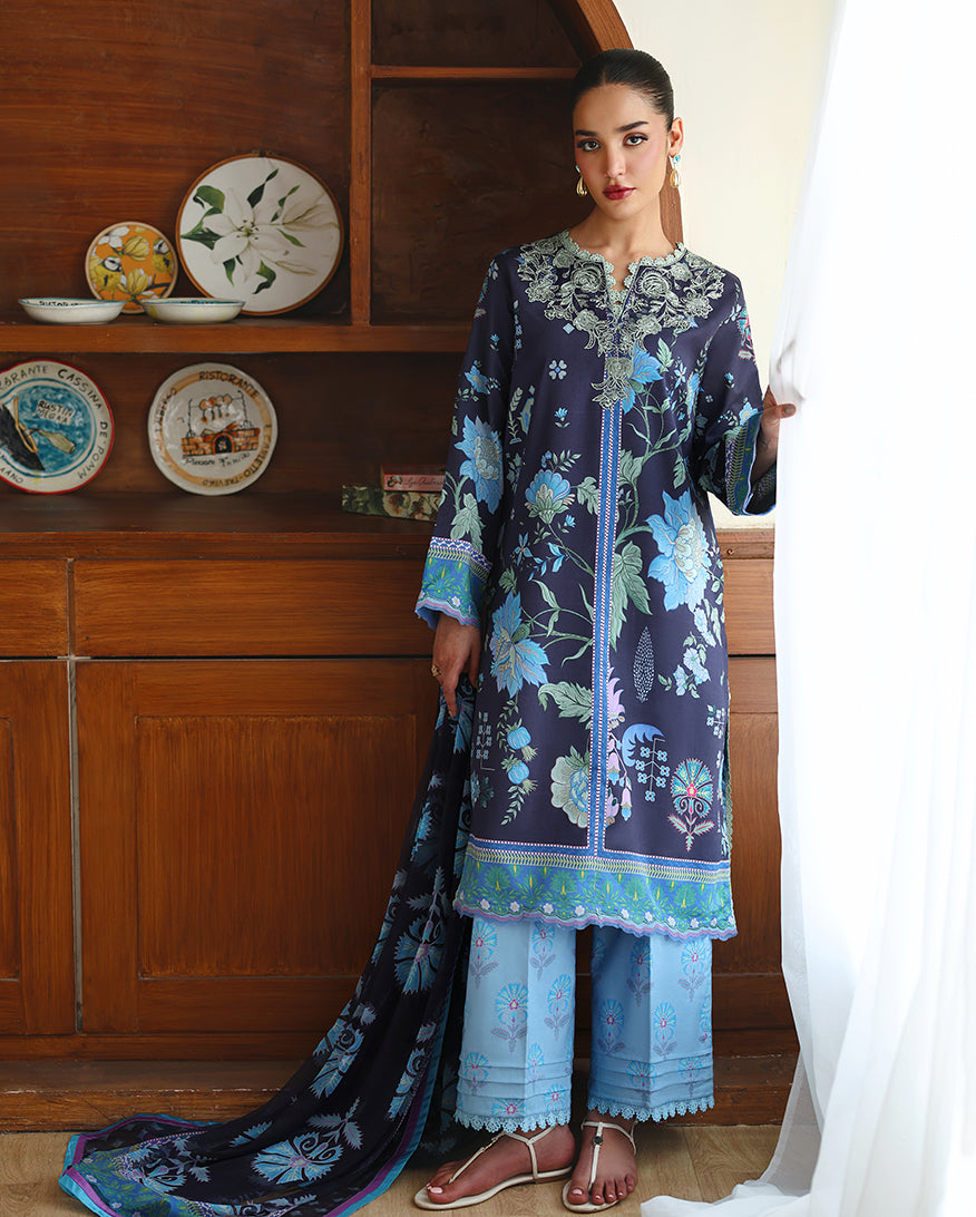 Roheenaz | Eclat Garden Printed Lawn | Orchid meadow - by Libasekhas UK - Registered Vendor of : Roheenaz - 100% Original Designer Dress