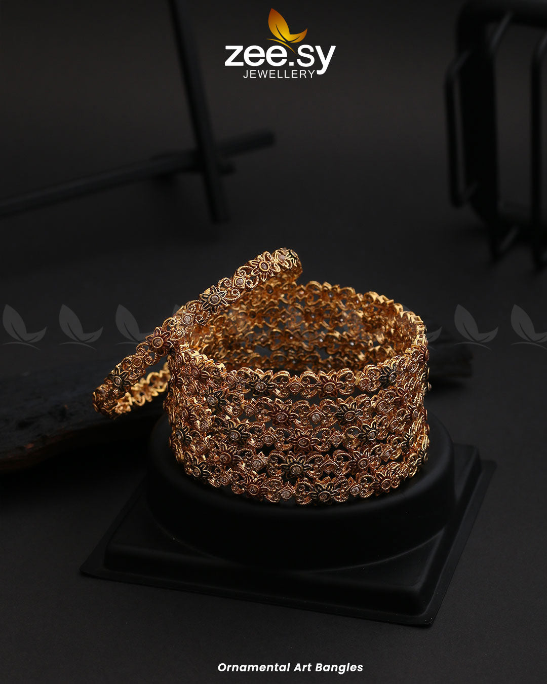 Ornamental Art Bangles - by - Libasekhas UK - Registered Vendor of : Zeesy - 100% Original Designer Dresss