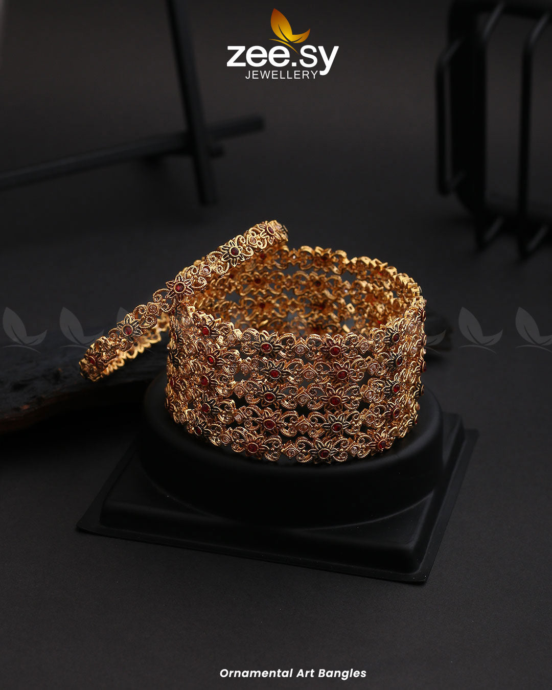 Ornamental Art Bangles - by - Libasekhas UK - Registered Vendor of : Zeesy - 100% Original Designer Dresss