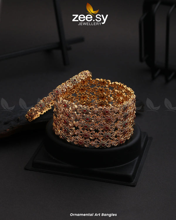 Ornamental Art Bangles - by - Libasekhas UK - Registered Vendor of : Zeesy - 100% Original Designer Dresss