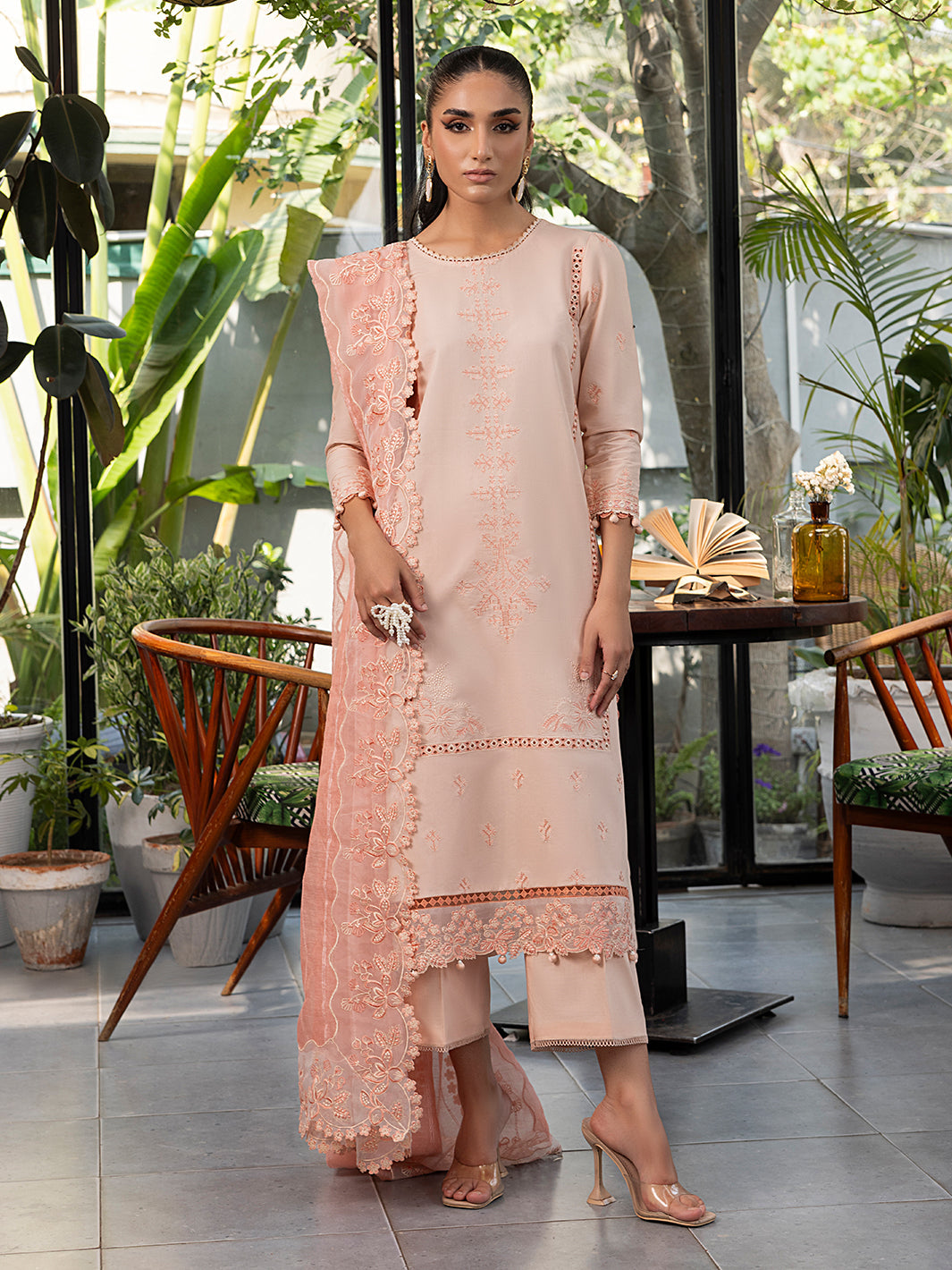 Izel | Meadow Muse Embroidered Lawn 25 | PEACHLIGHT - by - Libasekhas UK - Registered Vendor of : Izel - 100% Original Designer Dresss