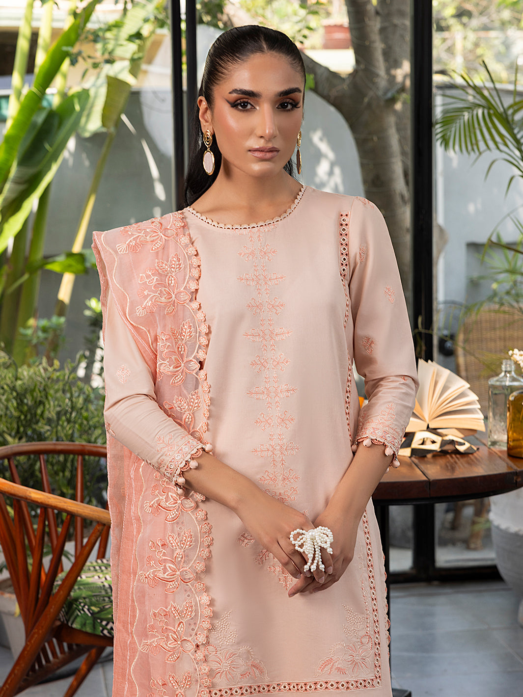 Izel | Meadow Muse Embroidered Lawn 25 | PEACHLIGHT - by - Libasekhas UK - Registered Vendor of : Izel - 100% Original Designer Dresss